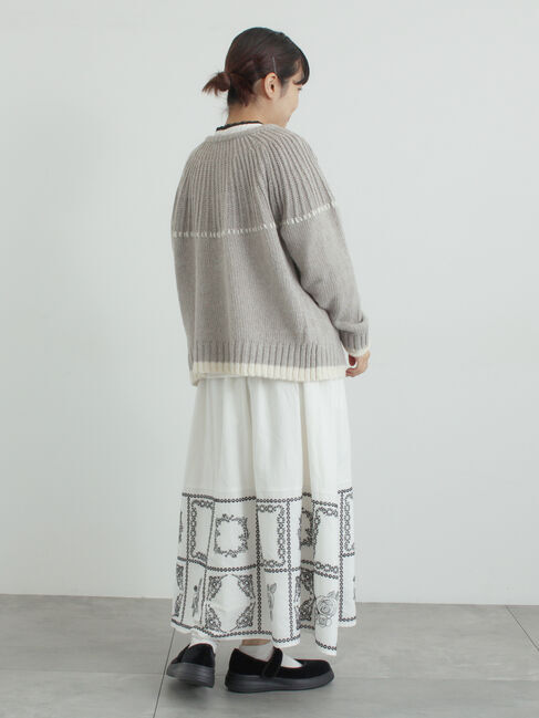 Samansa Mos2「ラウンド切替ステッチ前後2WAYニット」|カーディガン|