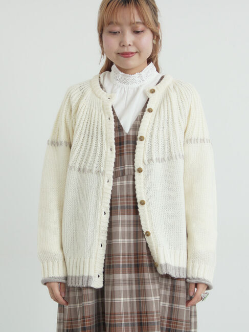 Samansa Mos2「ラウンド切替ステッチ前後2WAYニット」|カーディガン|