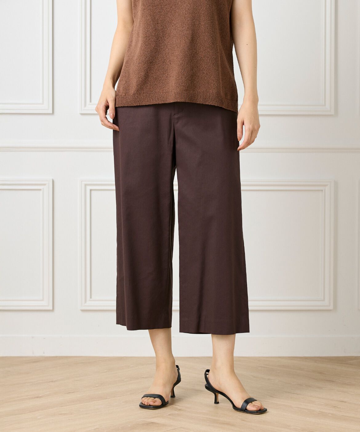 7-IDconcept.「ワイドクロップトパンツ」|その他|ダークブラウ 4
