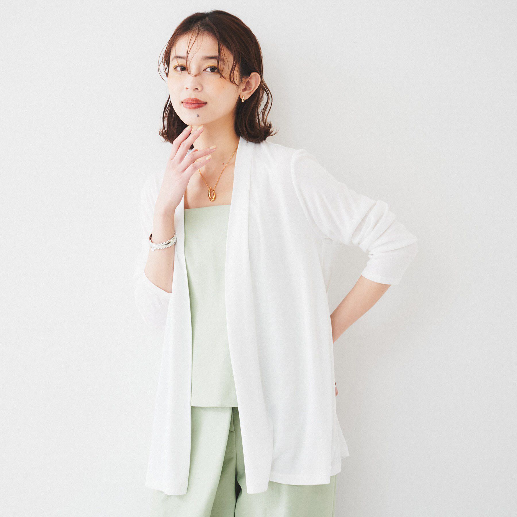 UNTITLED「【接触冷感/UV機能/遮熱】ジャージカーディガン」|カーディガン|オフホワイト(003