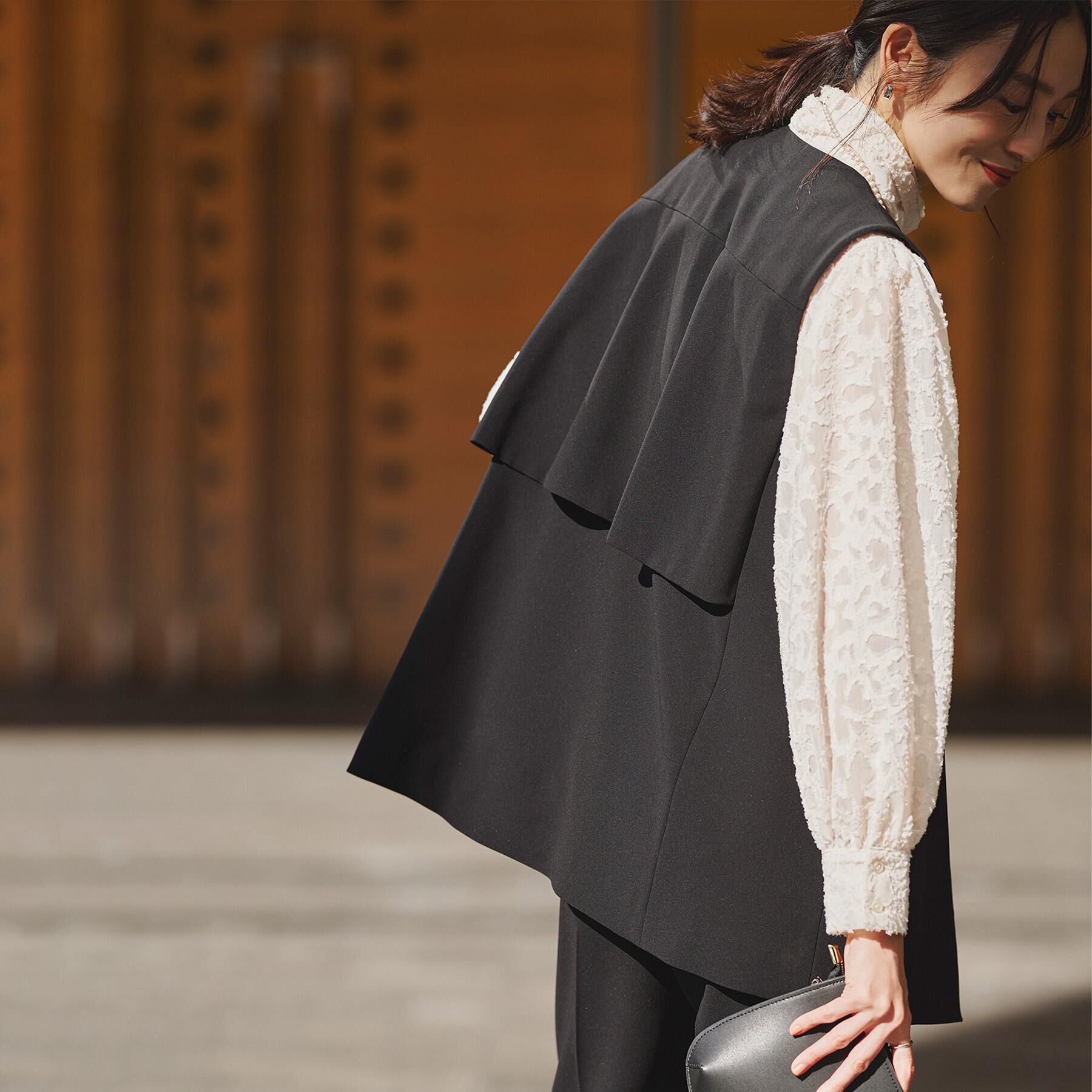 UNTITLED「【洗える/ストレッチ性/セットアップ可】バックラッフルジレ」|ベスト・ジレ|