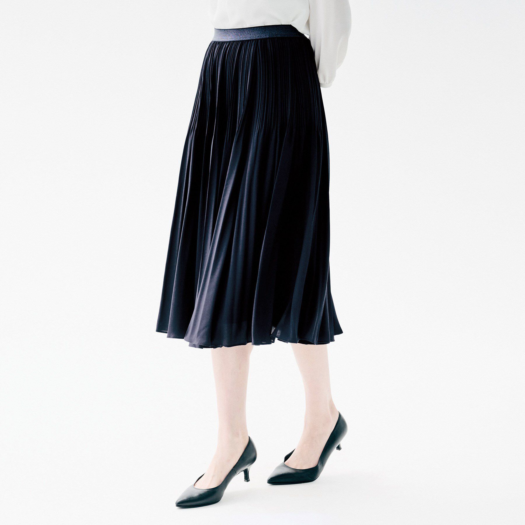 UNTITLED「【ウエストゴム/セレモニー】デシン プリーツスカート」|スカート|
