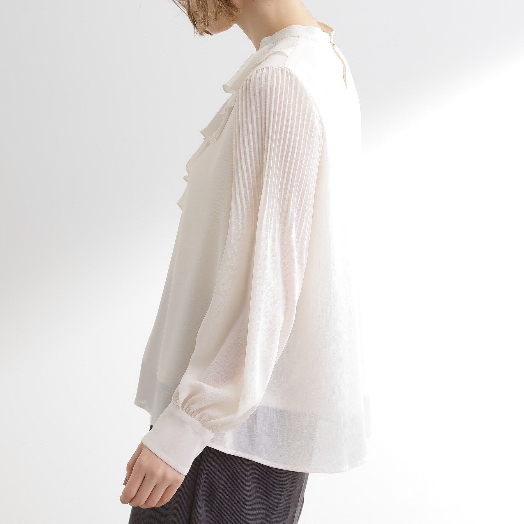 grove「袖プリーツフロントフリルブラウス」|シャツ・ブラウス|