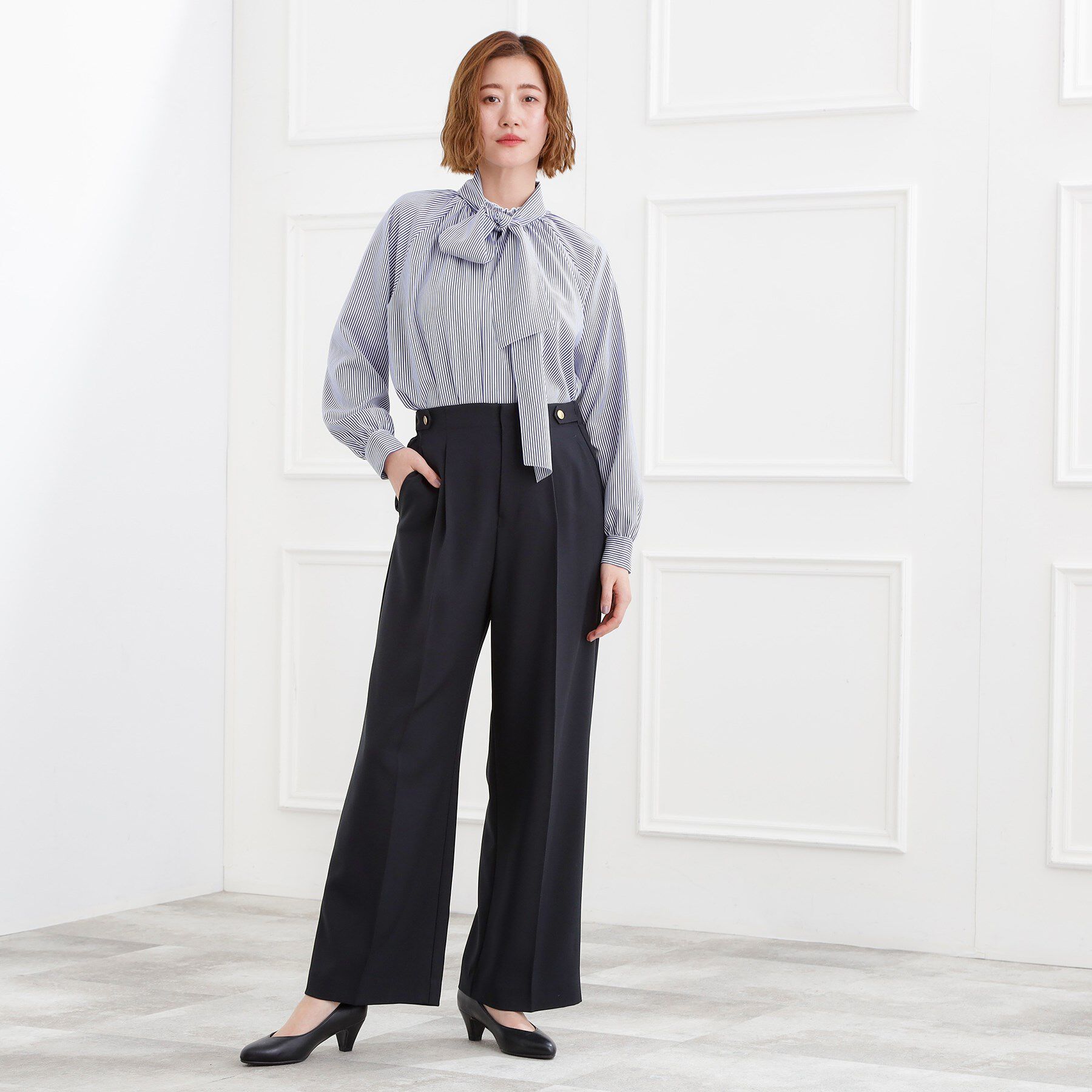 grove「【マシンウォッシュ/防シワ/S-3L】着回しできるカセット服ワイドパンツ」|その他|