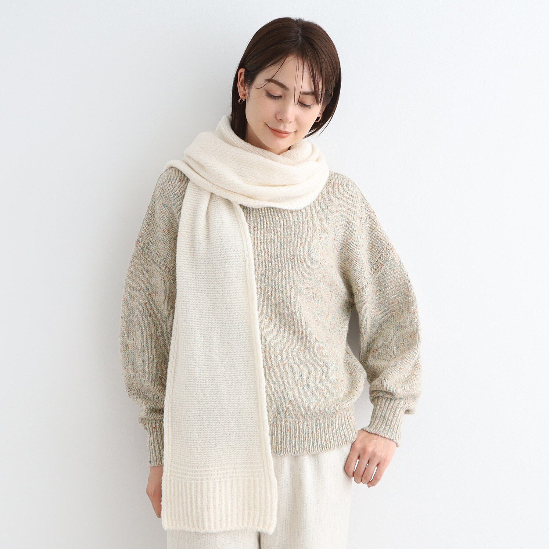 INDIVI「【洗える／イタリア素材】MIXヤーンラメニット」|ニット・セーター|グレージュ(450)