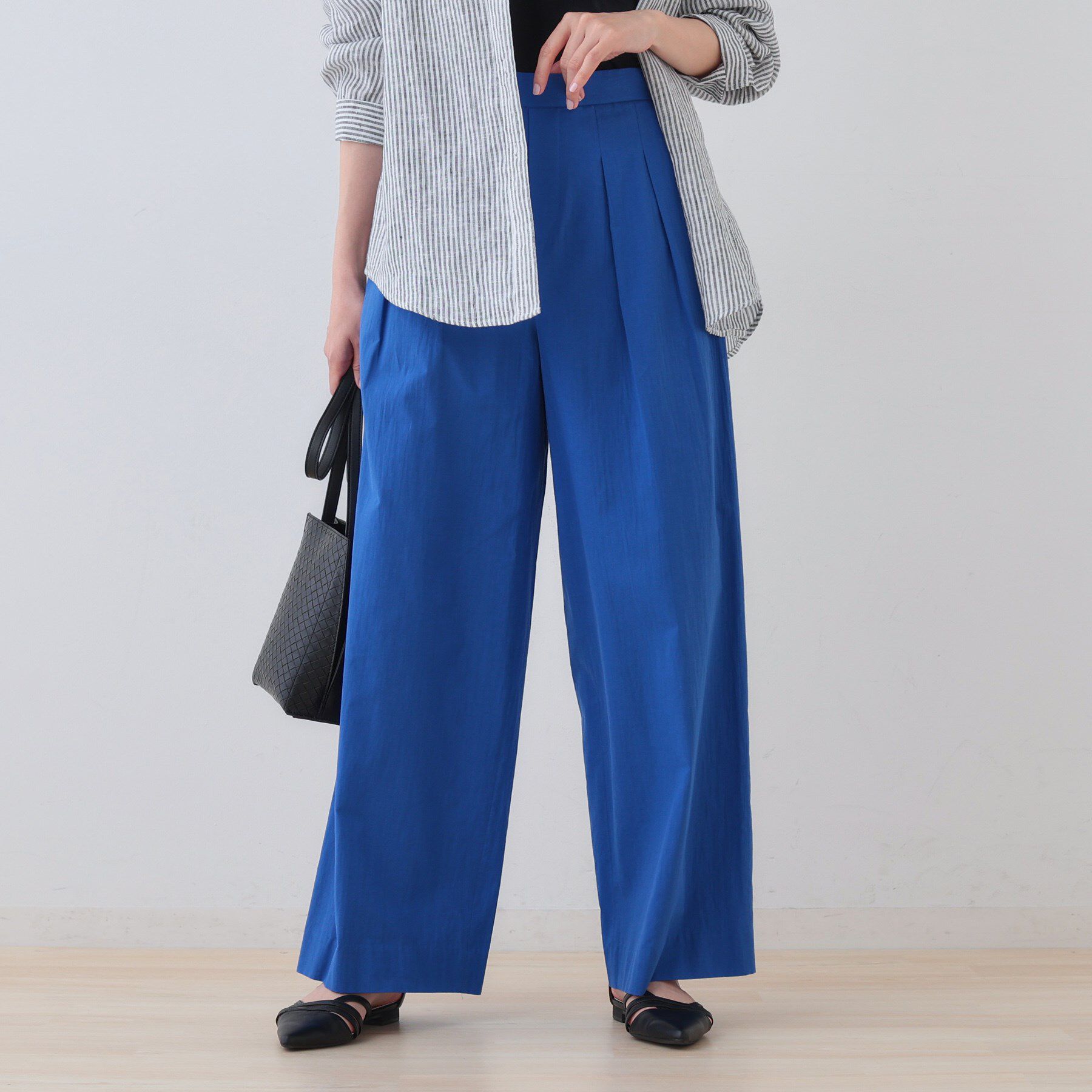 INDIVI「【SETUP可能/涼しい】コットンワイドパンツ」|その他|ブルー(093)