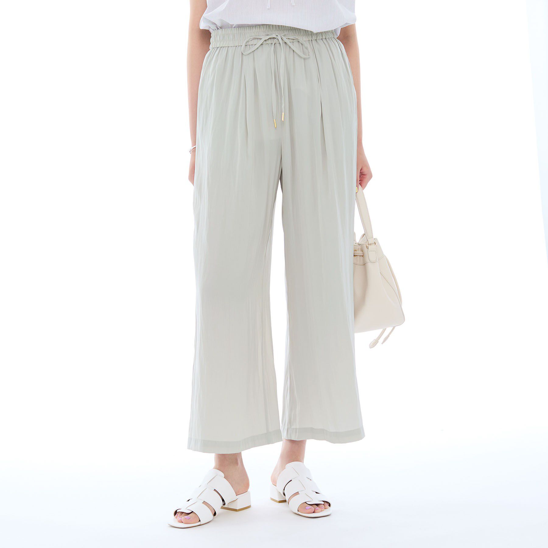 INDIVI「ギャザーワイドパンツ」|その他|ベージュ(052)