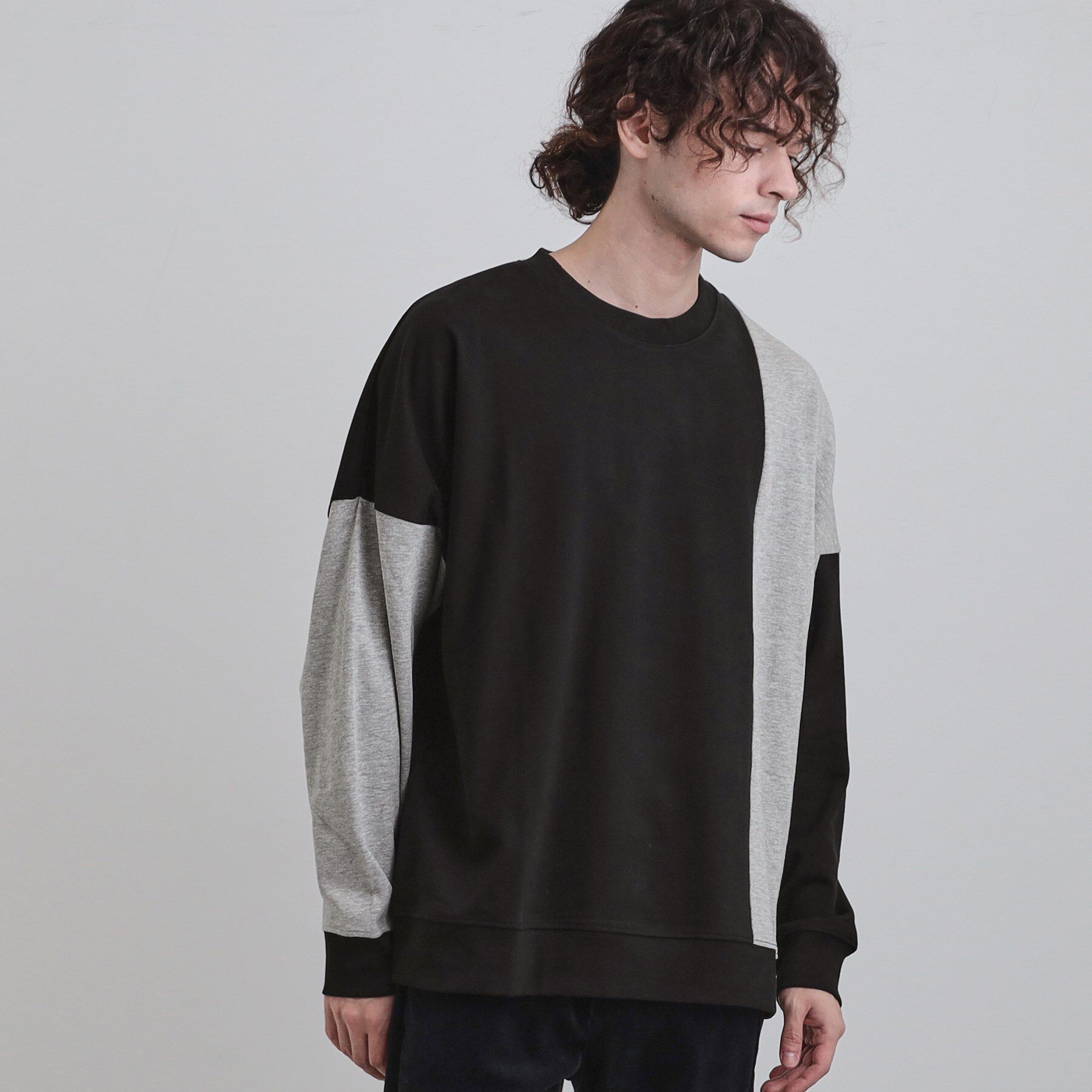 tk.TAKEO KIKUCHI「切り替えスウェット」|Tシャツ・カットソー|ブラック(519)