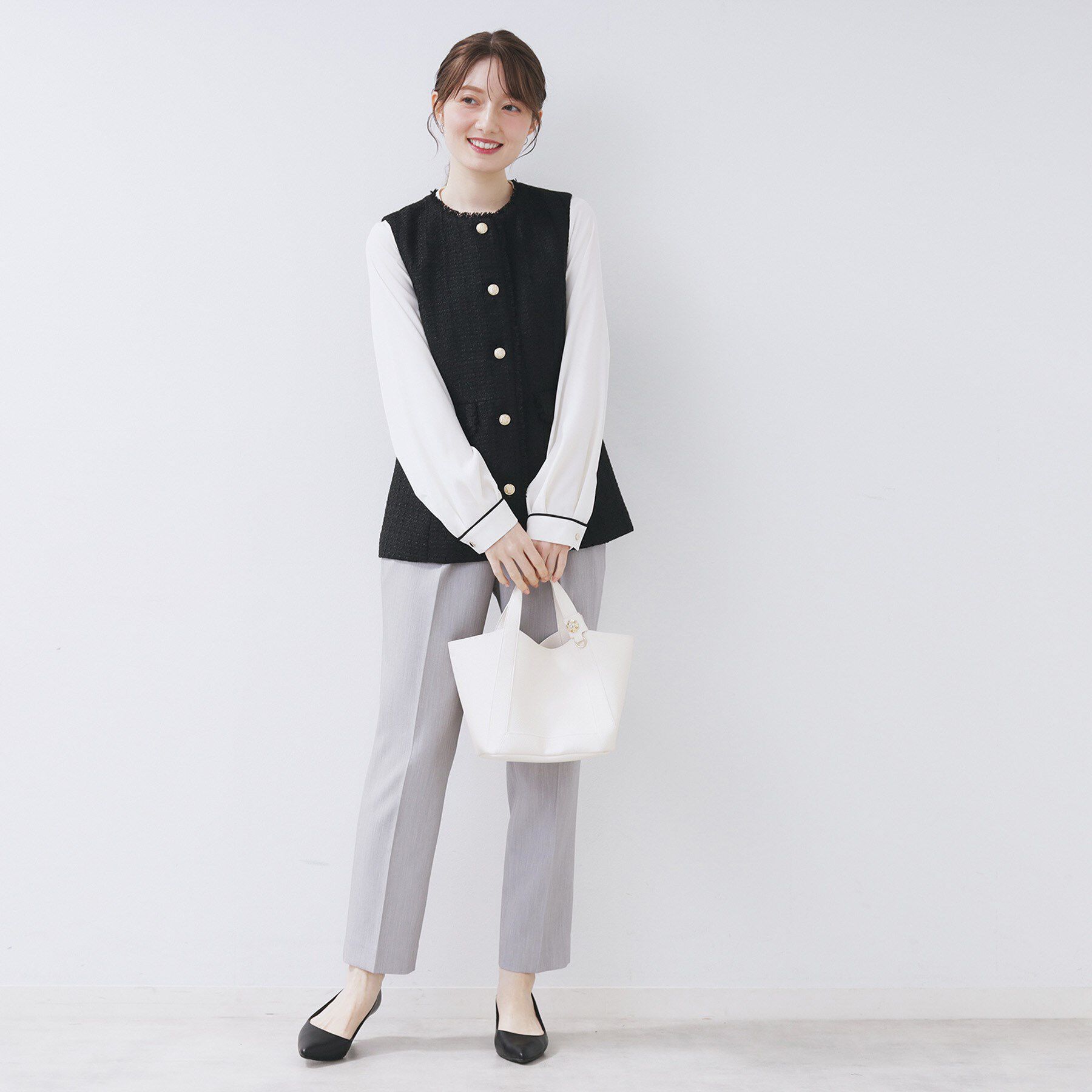 index「ファンシーツイードペプラムジレ【洗える】」|ベスト・ジレ|