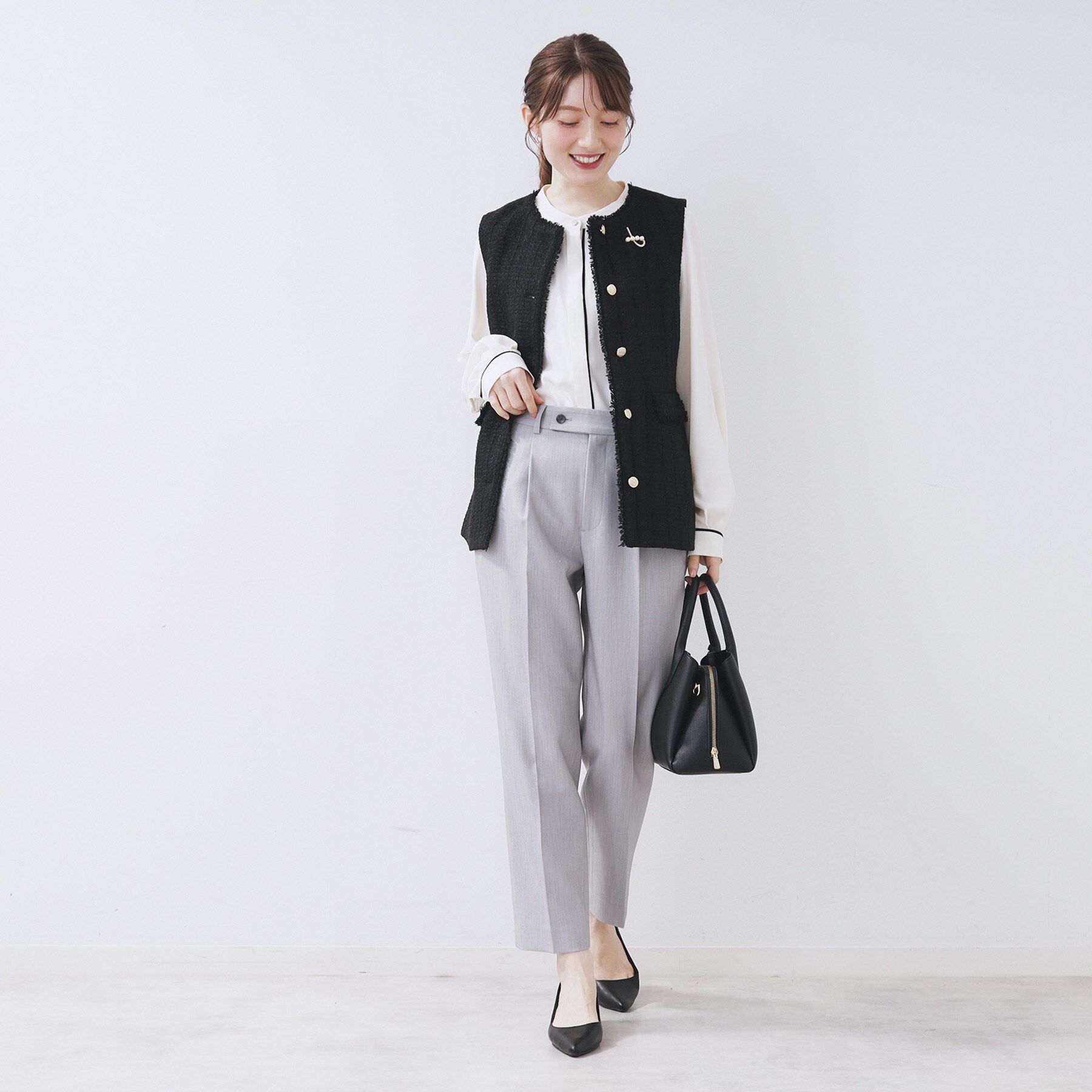 index「ファンシーツイードペプラムジレ【洗える】」|ベスト・ジレ|