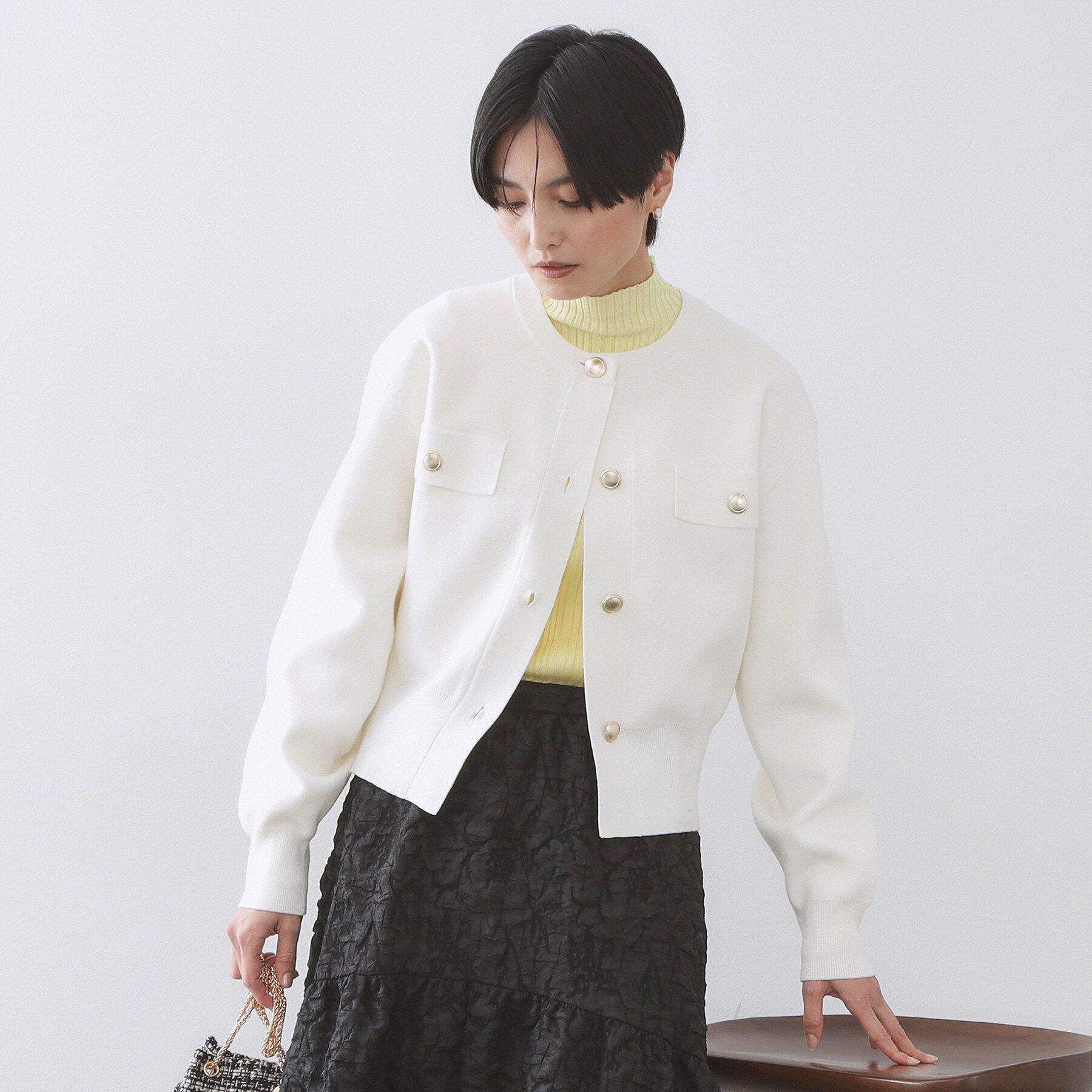 OPAQUE.CLIP「フラップポケット金ボタンニットカーディガン【洗濯機OK】」|カーディガン|