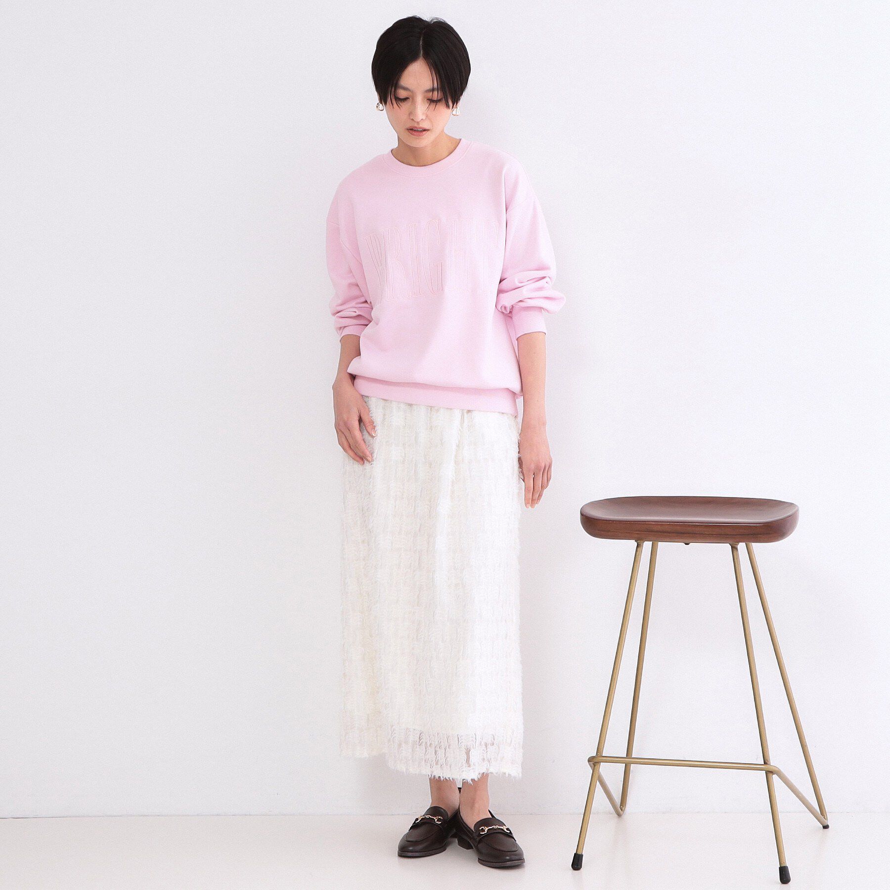 OPAQUE.CLIP「ロゴ刺繍裏毛トップス【洗濯機OK】」|Tシャツ・カットソー|