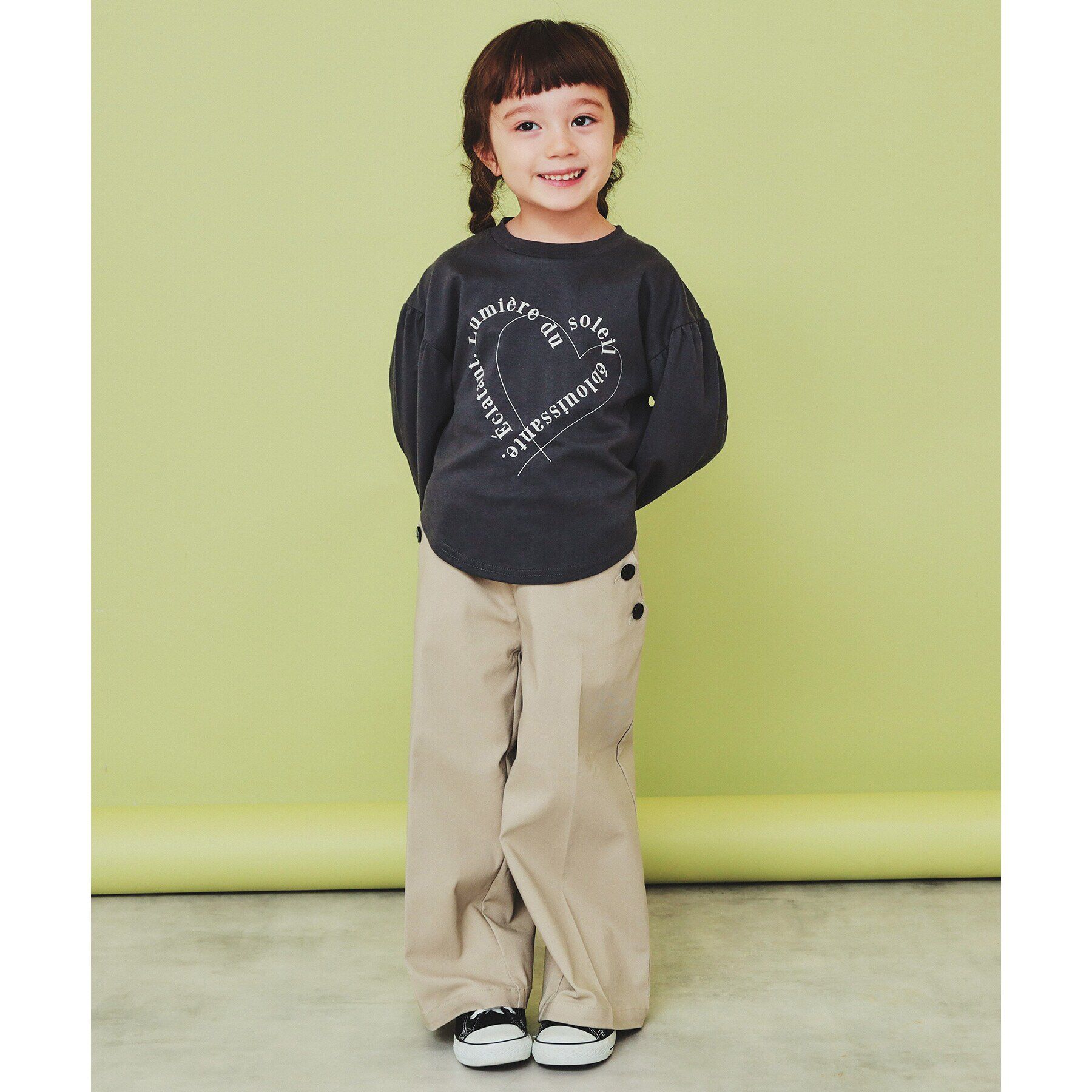 THE SHOP TK「【110-150】ハートロゴパフ袖プルオーバー/洗濯機OK」|Tシャツ・カットソー|