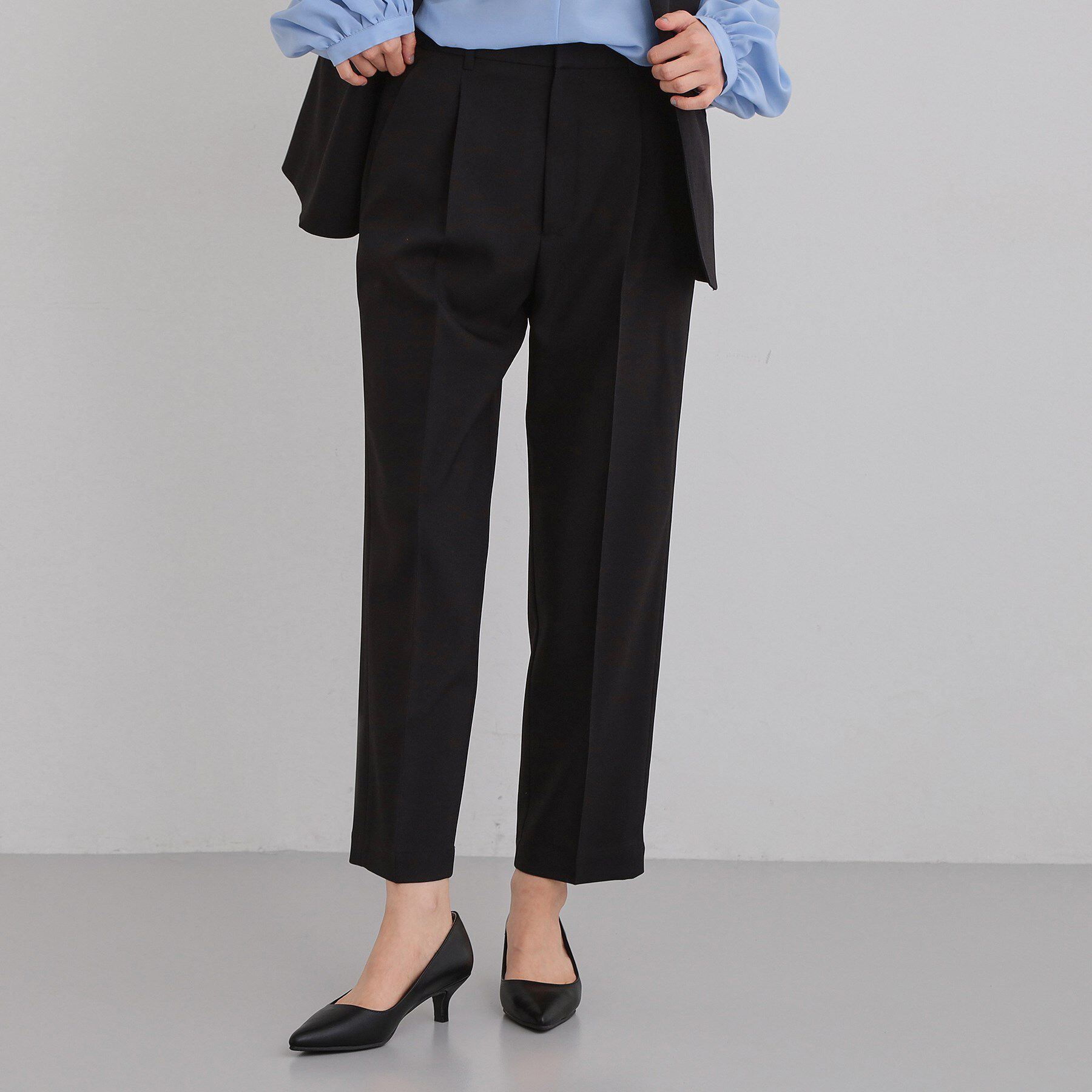 THE SHOP TK「【通勤・セレモニー】CAVIAN ベーシックテーパードパンツ/セットアップ可」|その他|ブラック(019)