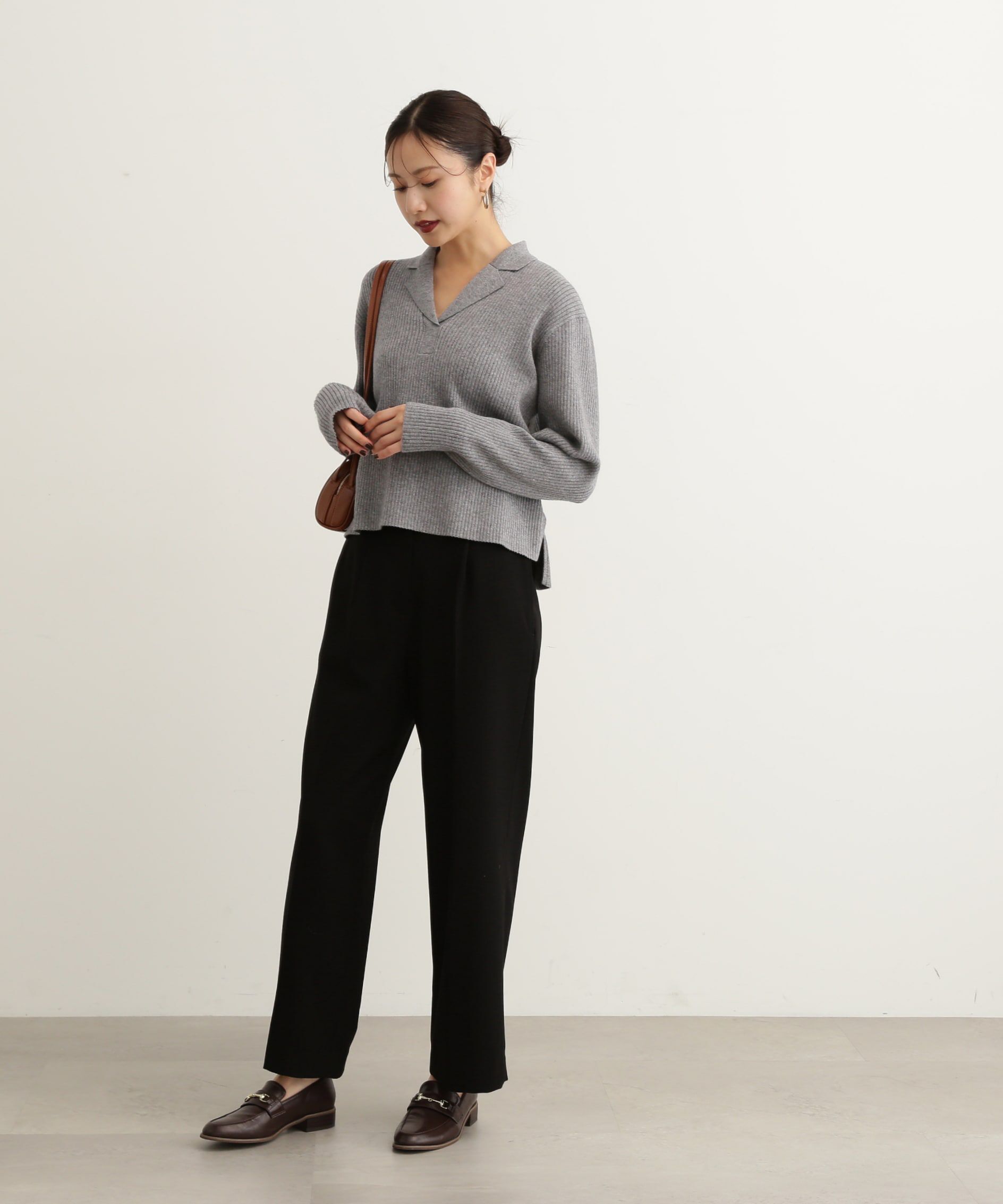  「ムジハイウエストスラックスワイドパンツ」|その他|