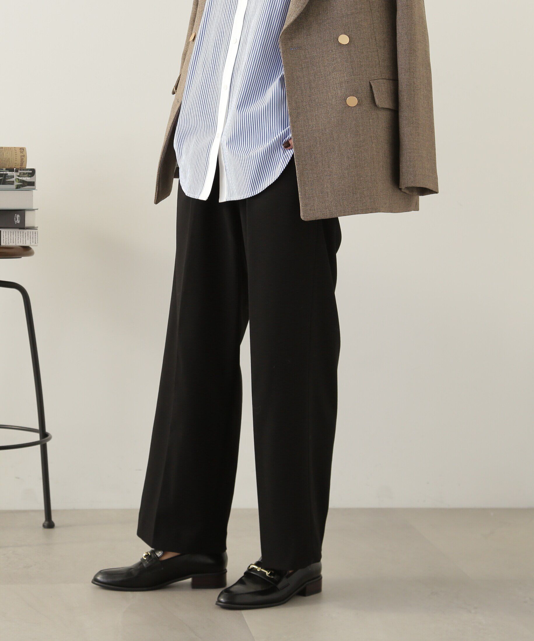  「ムジハイウエストスラックスワイドパンツ」|その他|