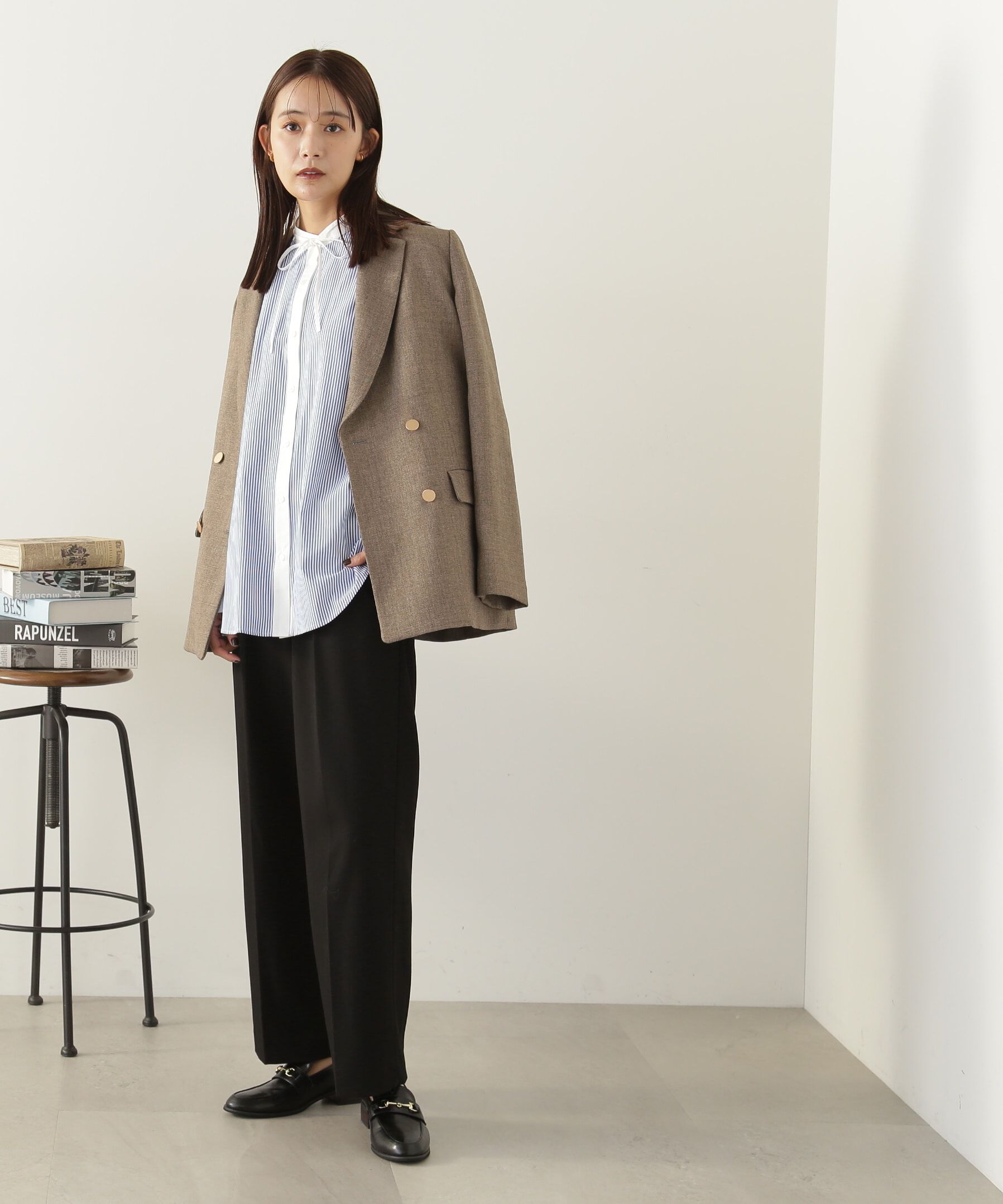  「ムジハイウエストスラックスワイドパンツ」|その他|