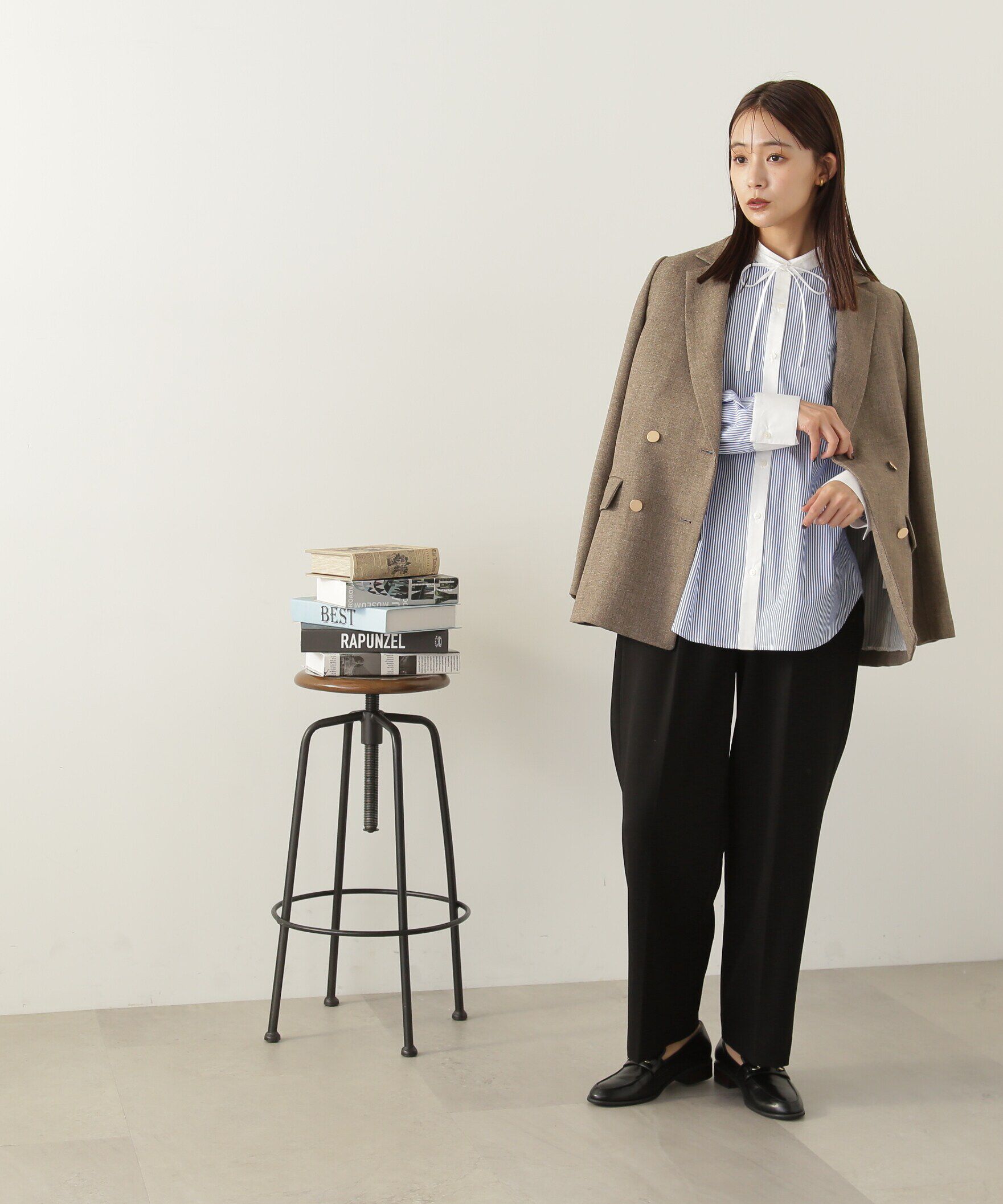  「ムジハイウエストスラックスワイドパンツ」|その他|