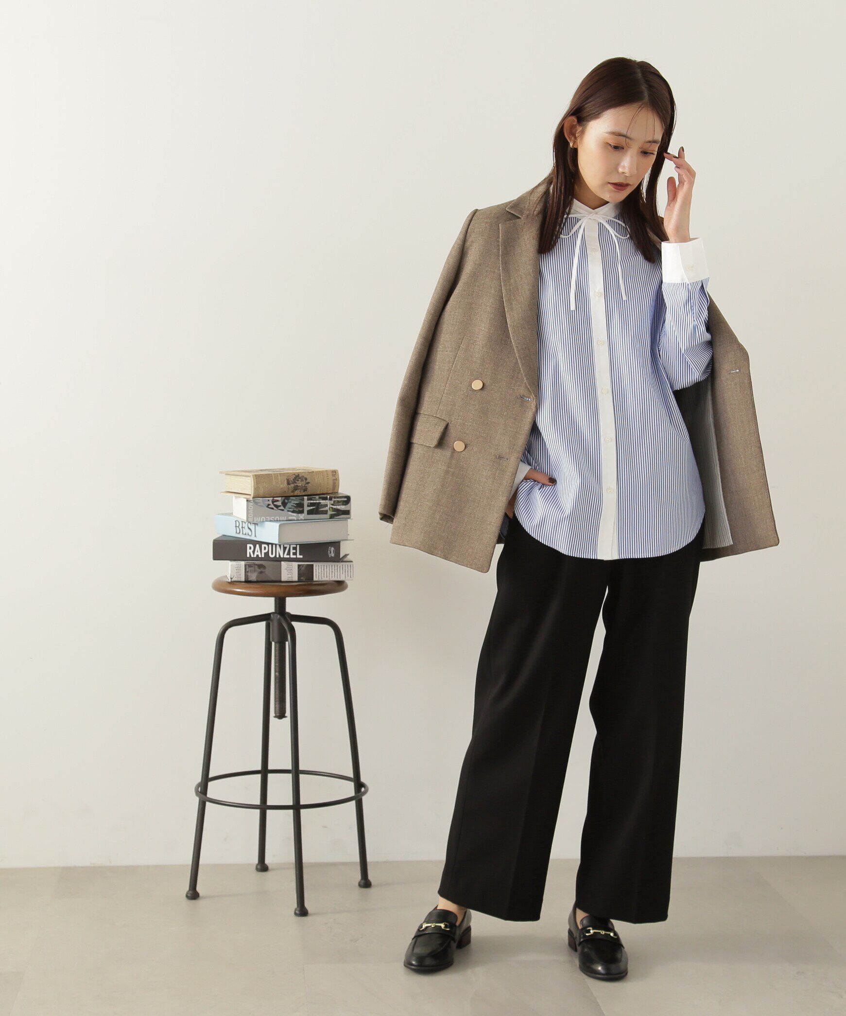  「ムジハイウエストスラックスワイドパンツ」|その他|