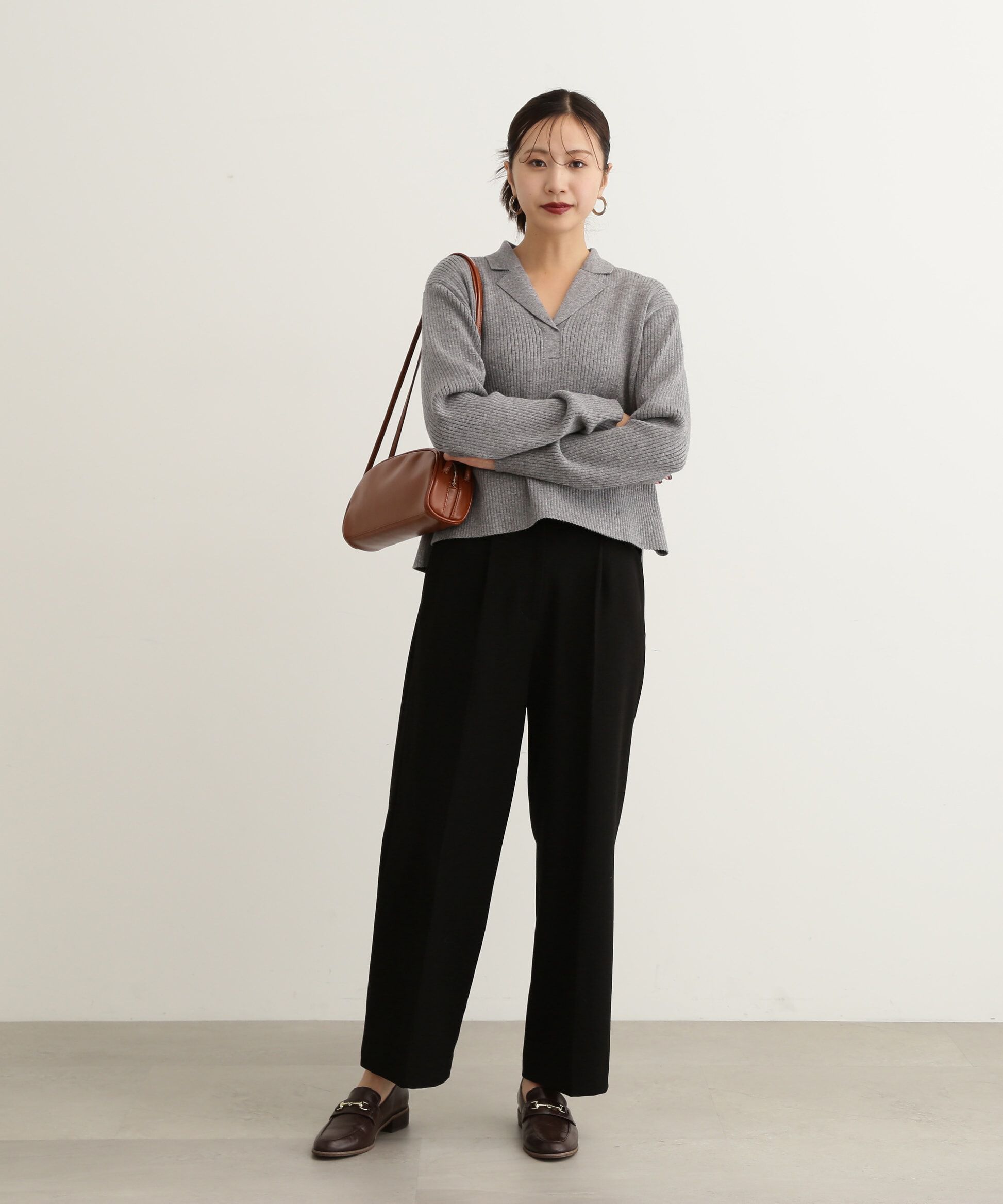  「ムジハイウエストスラックスワイドパンツ」|その他|