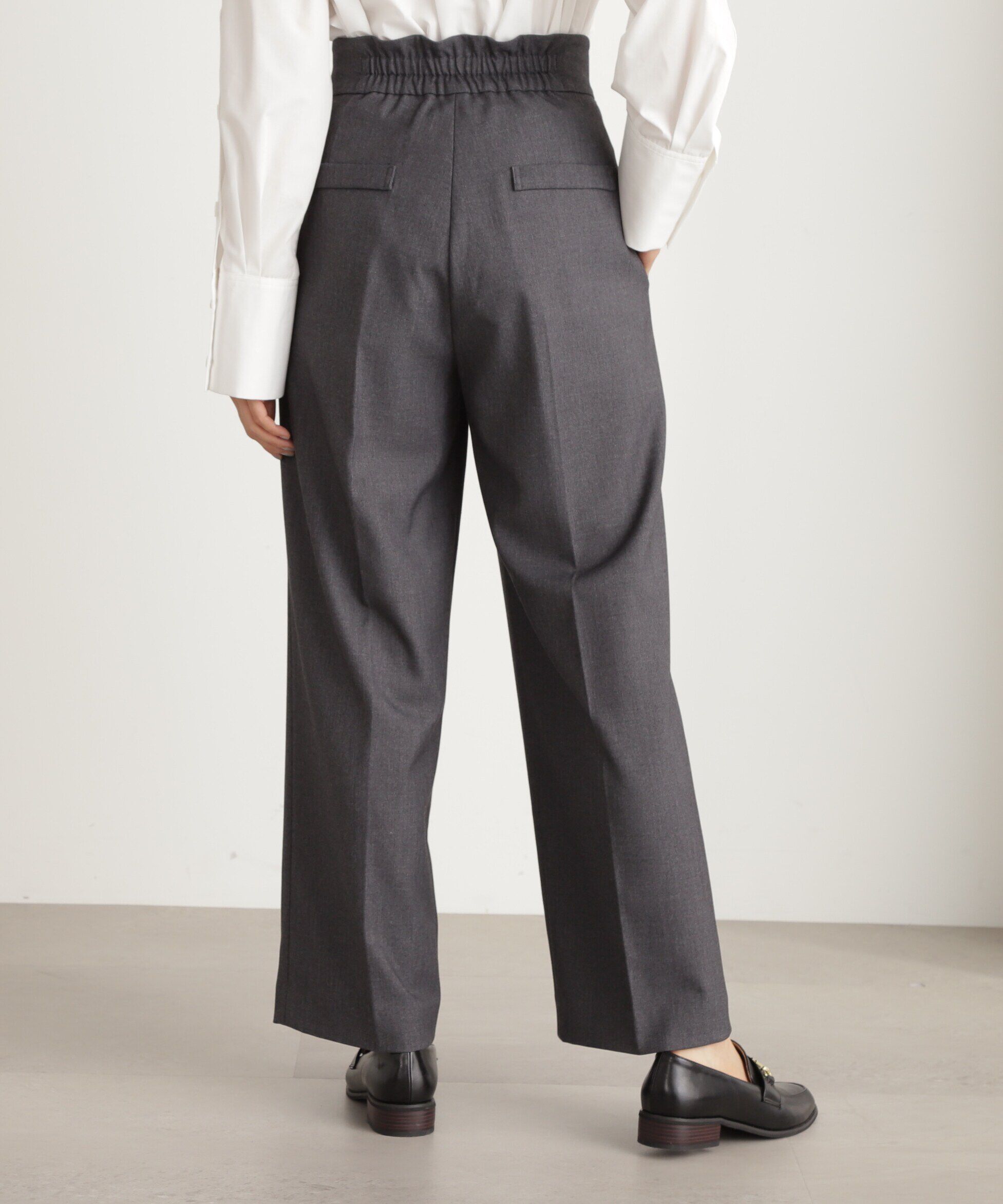  「ムジハイウエストスラックスワイドパンツ」|その他|