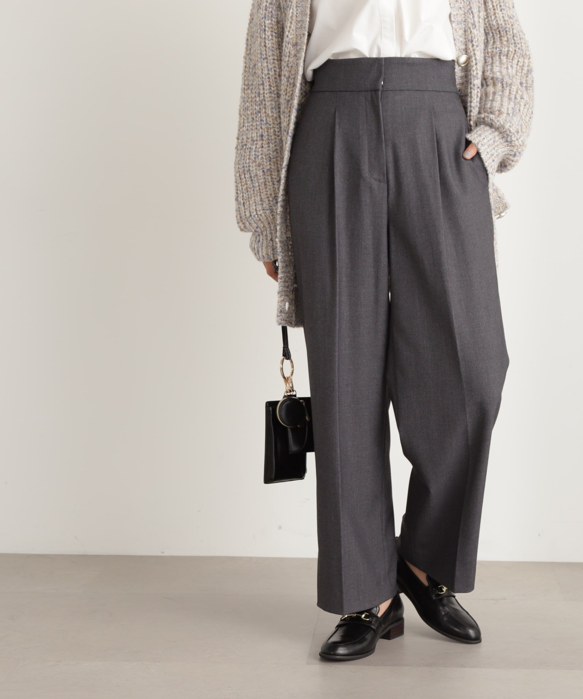  「ムジハイウエストスラックスワイドパンツ」|その他|