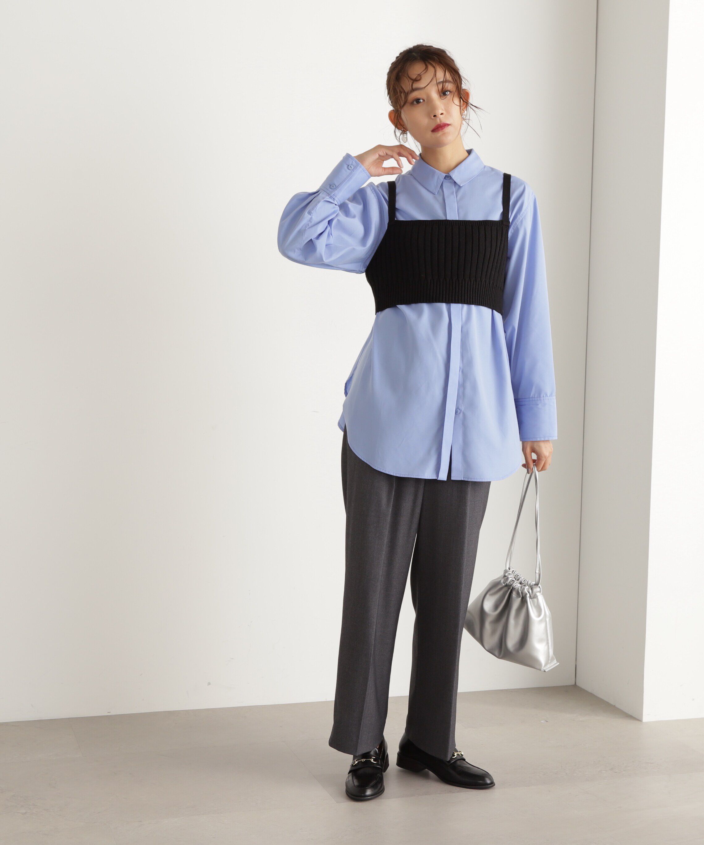  「ムジハイウエストスラックスワイドパンツ」|その他|