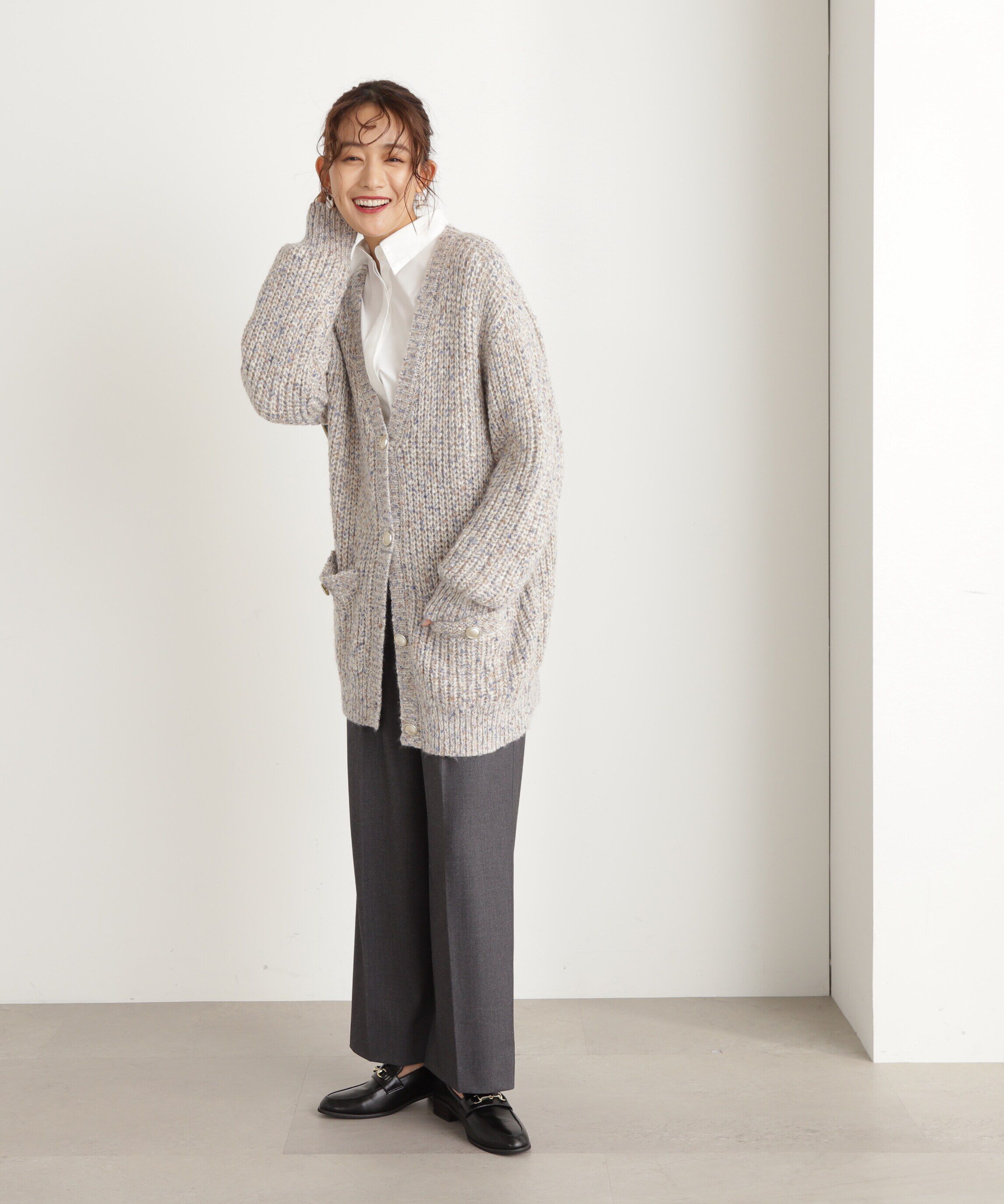  「ムジハイウエストスラックスワイドパンツ」|その他|