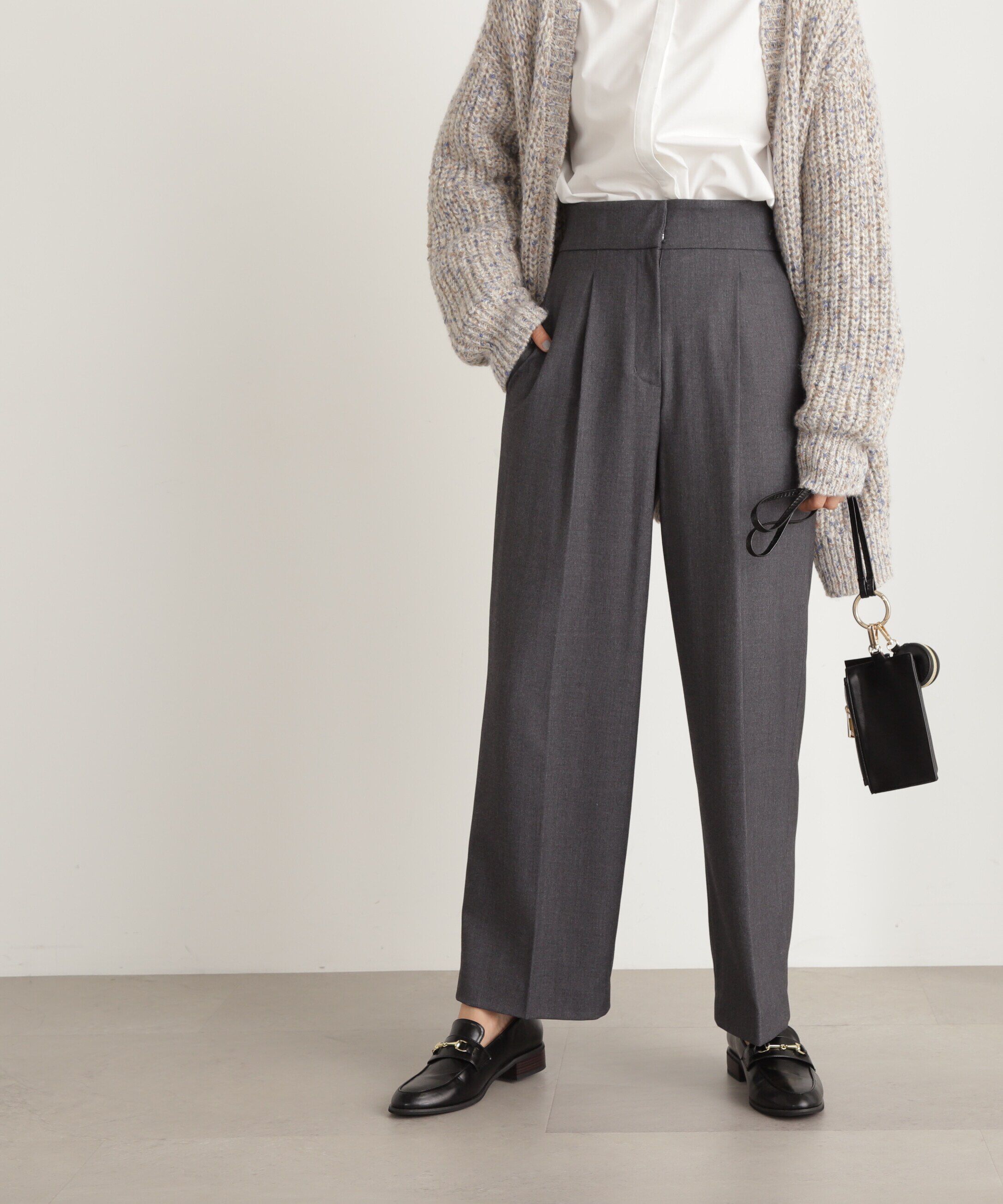  「ムジハイウエストスラックスワイドパンツ」|その他|