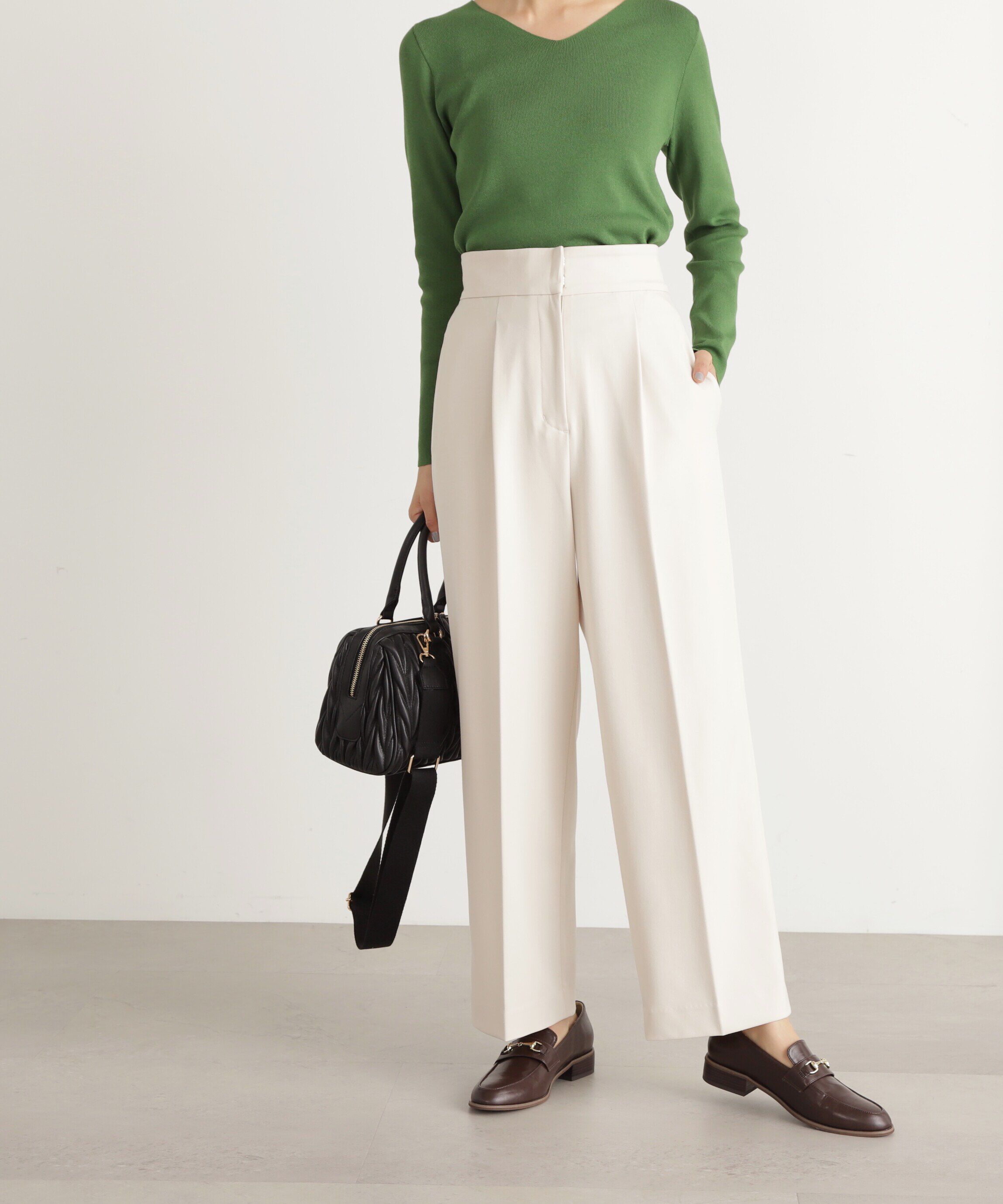  「ムジハイウエストスラックスワイドパンツ」|その他|オフ