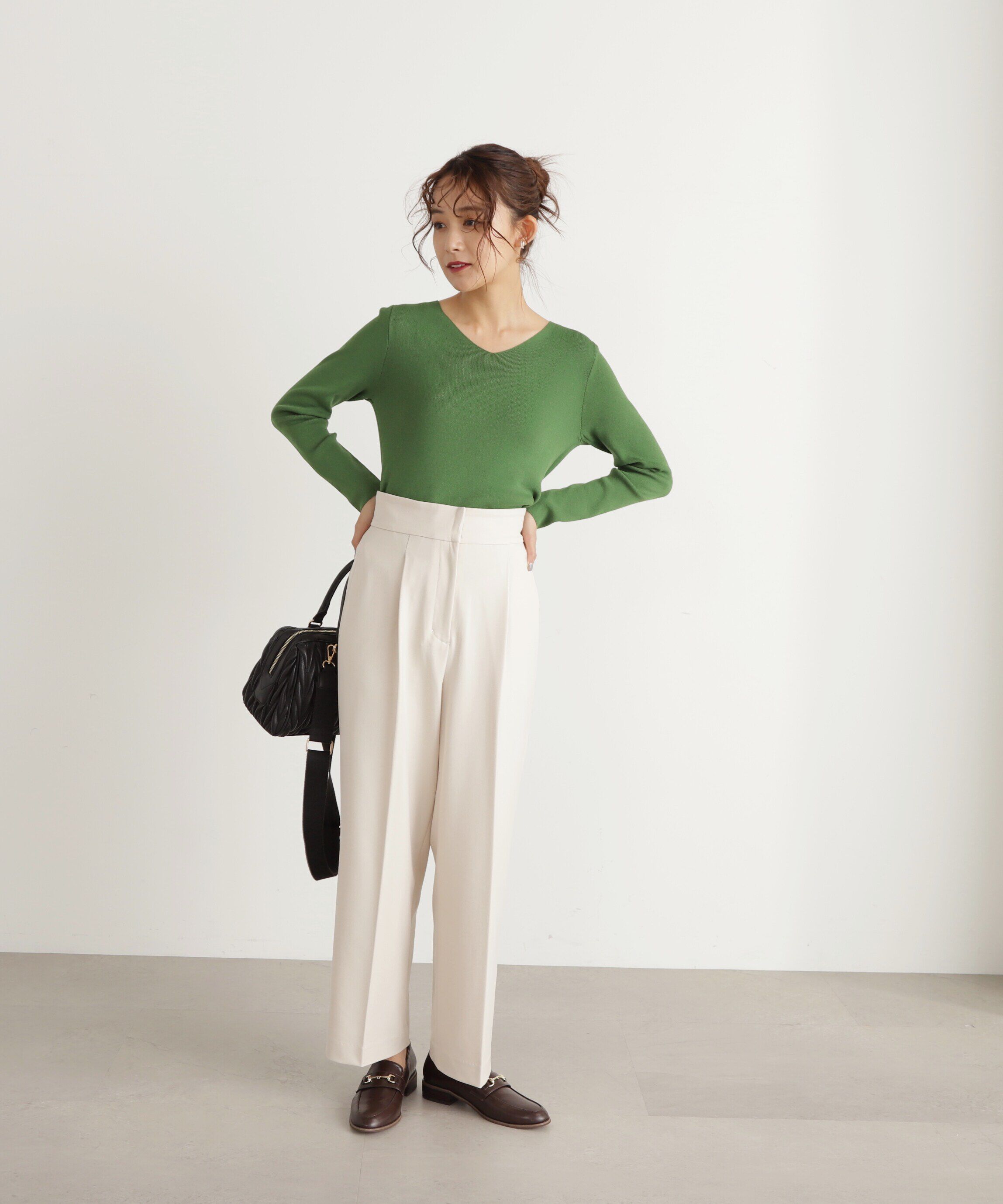  「ムジハイウエストスラックスワイドパンツ」|その他|