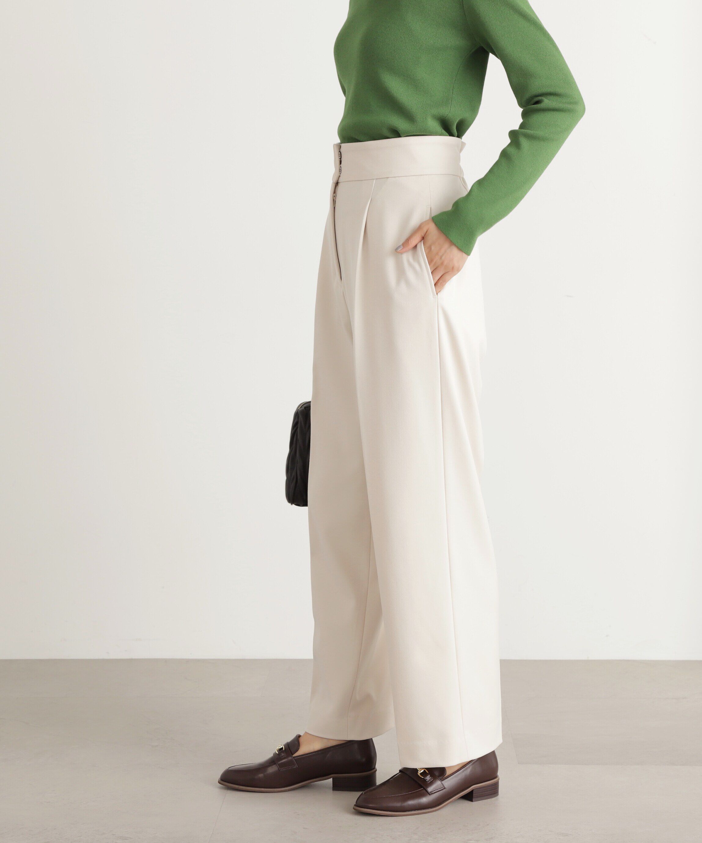  「ムジハイウエストスラックスワイドパンツ」|その他|