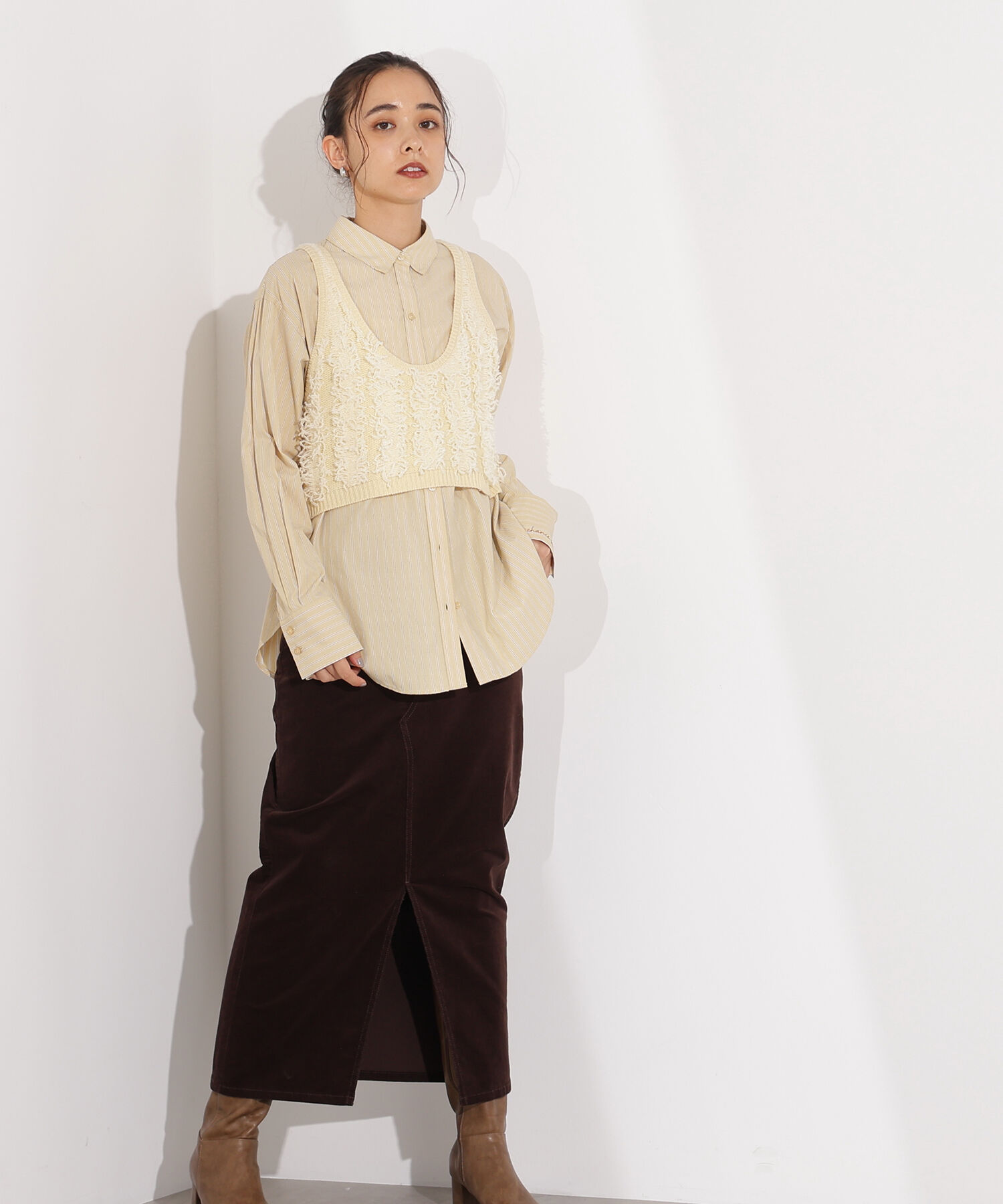  「コーデュロイスリットスカート」|スカート|