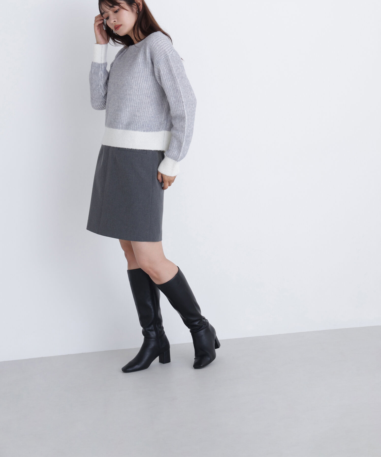  「配色リブボクシーニット」|ニット・セーター|