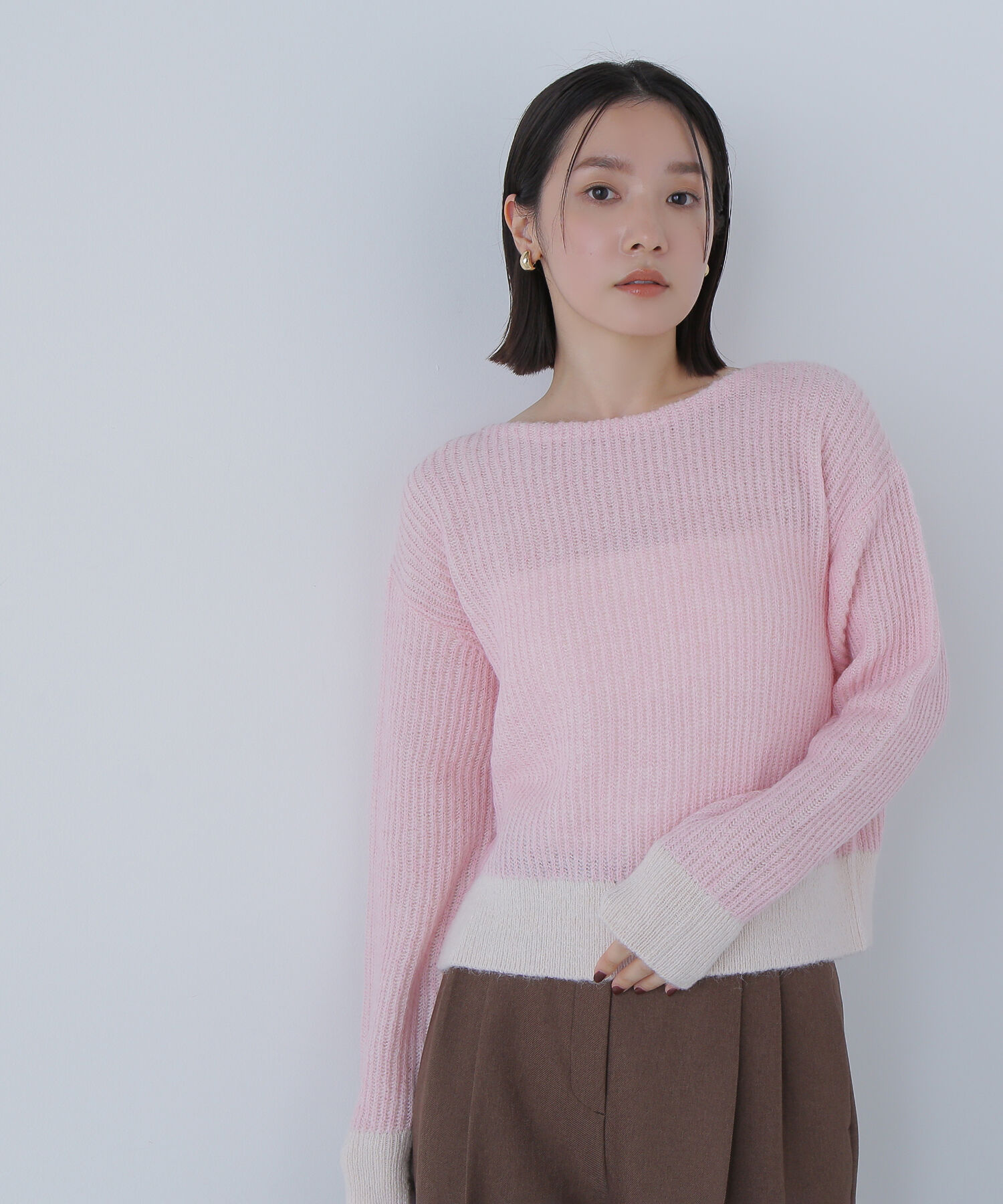  「配色リブボクシーニット」|ニット・セーター|