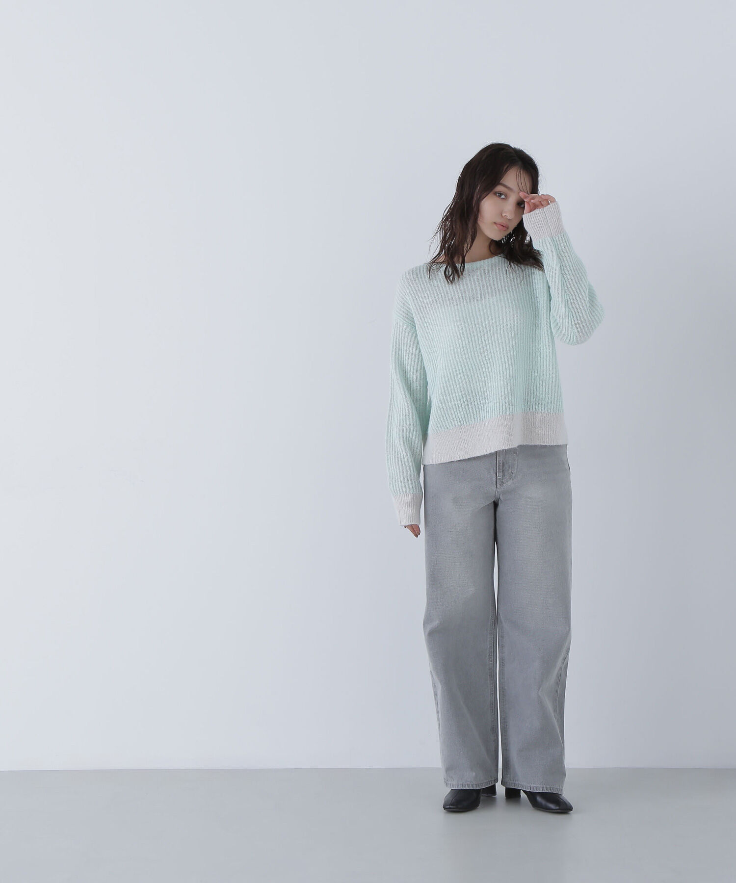  「配色リブボクシーニット」|ニット・セーター|