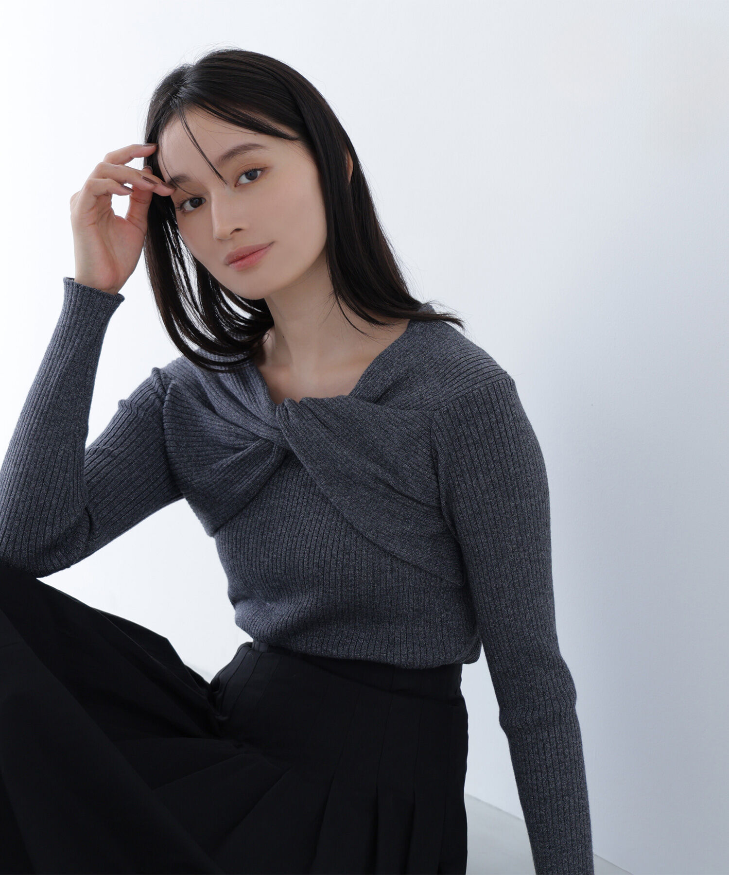  「ツイストラメリブニット」|ニット・セーター|