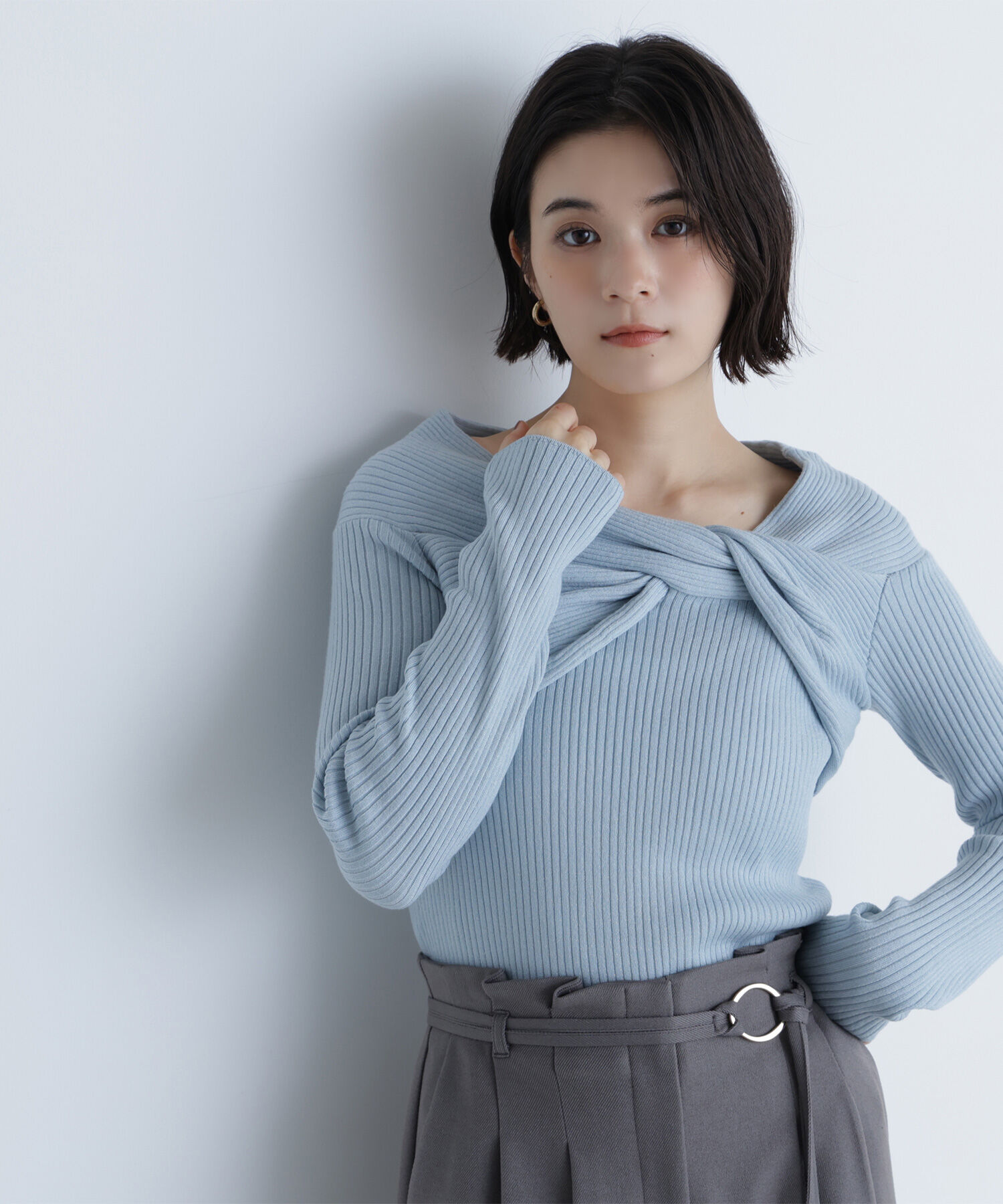  「ツイストラメリブニット」|ニット・セーター|