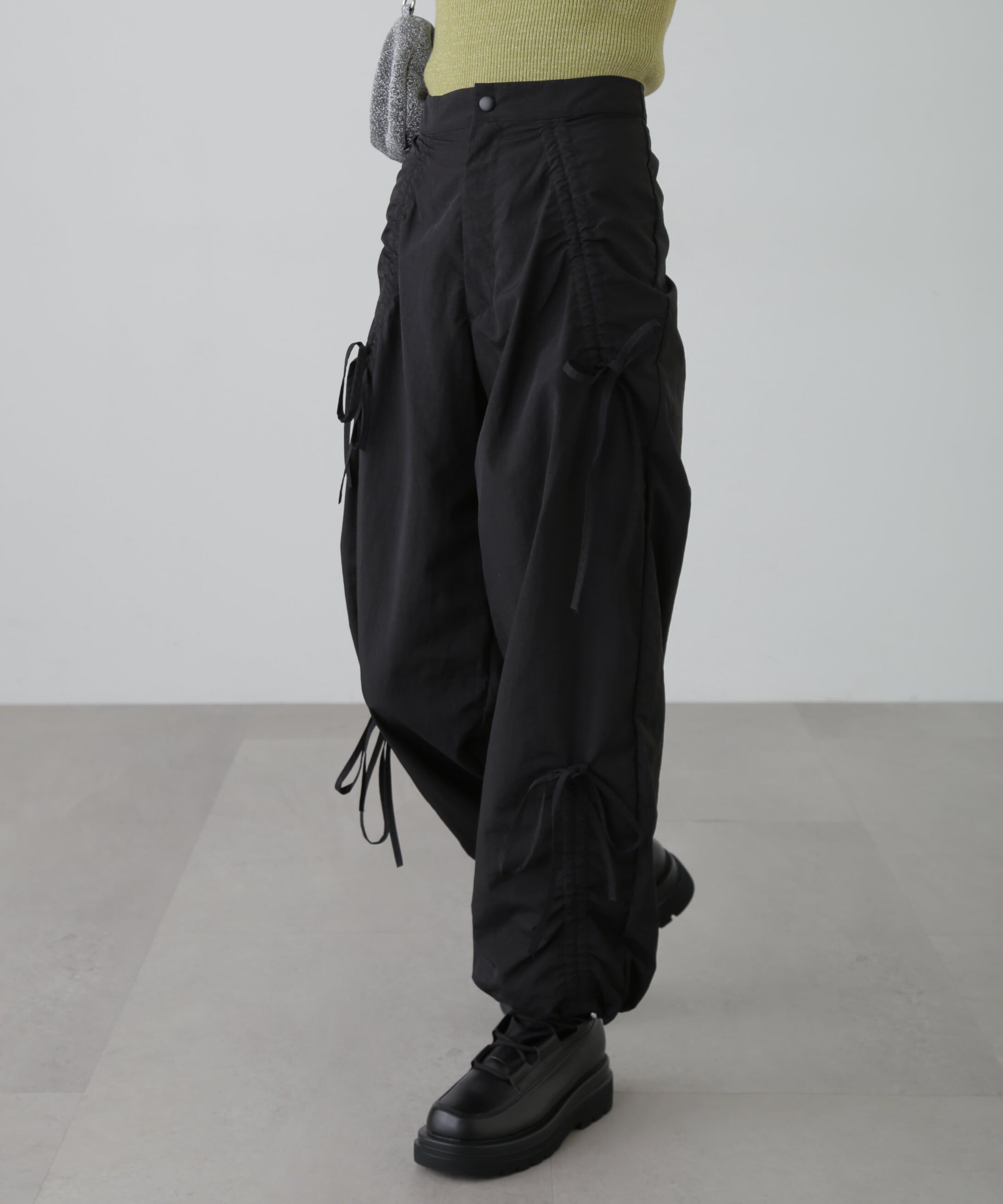  「リボンドロストパンツ」|その他|ブラック