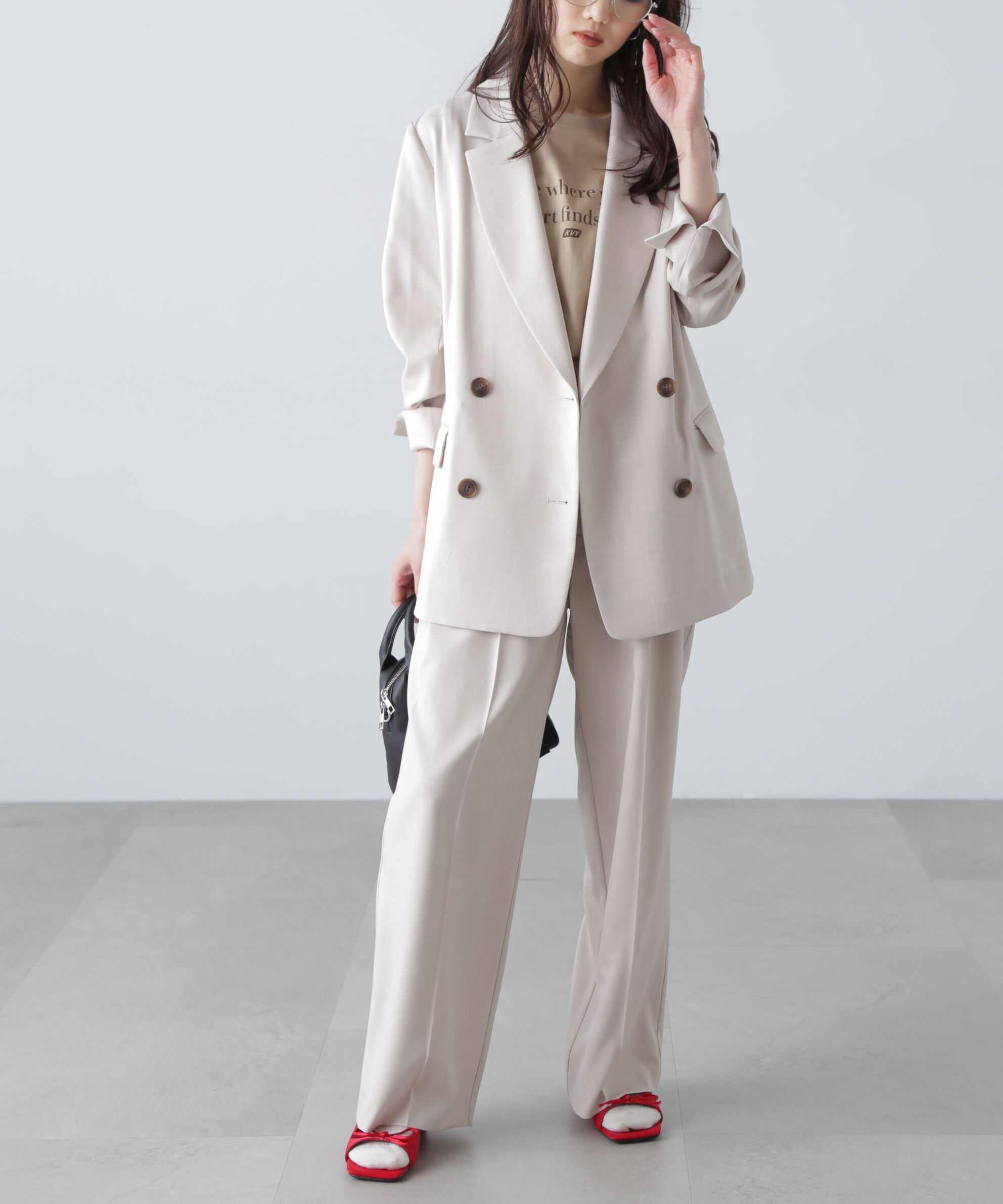  「梳毛調合繊タックワイドパンツ」|その他|