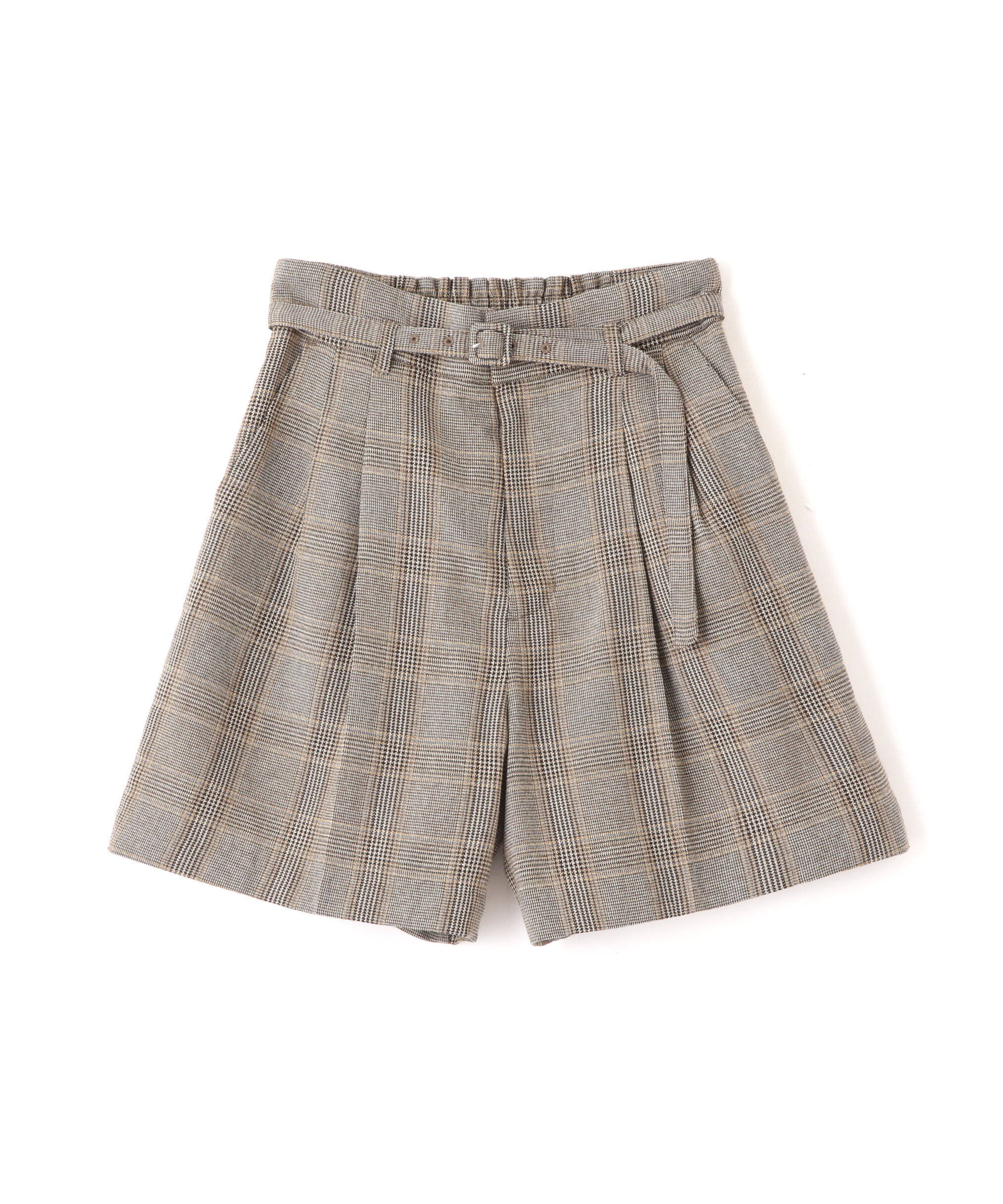  「麻調合繊タックベルト付きショートパンツ」|その他|