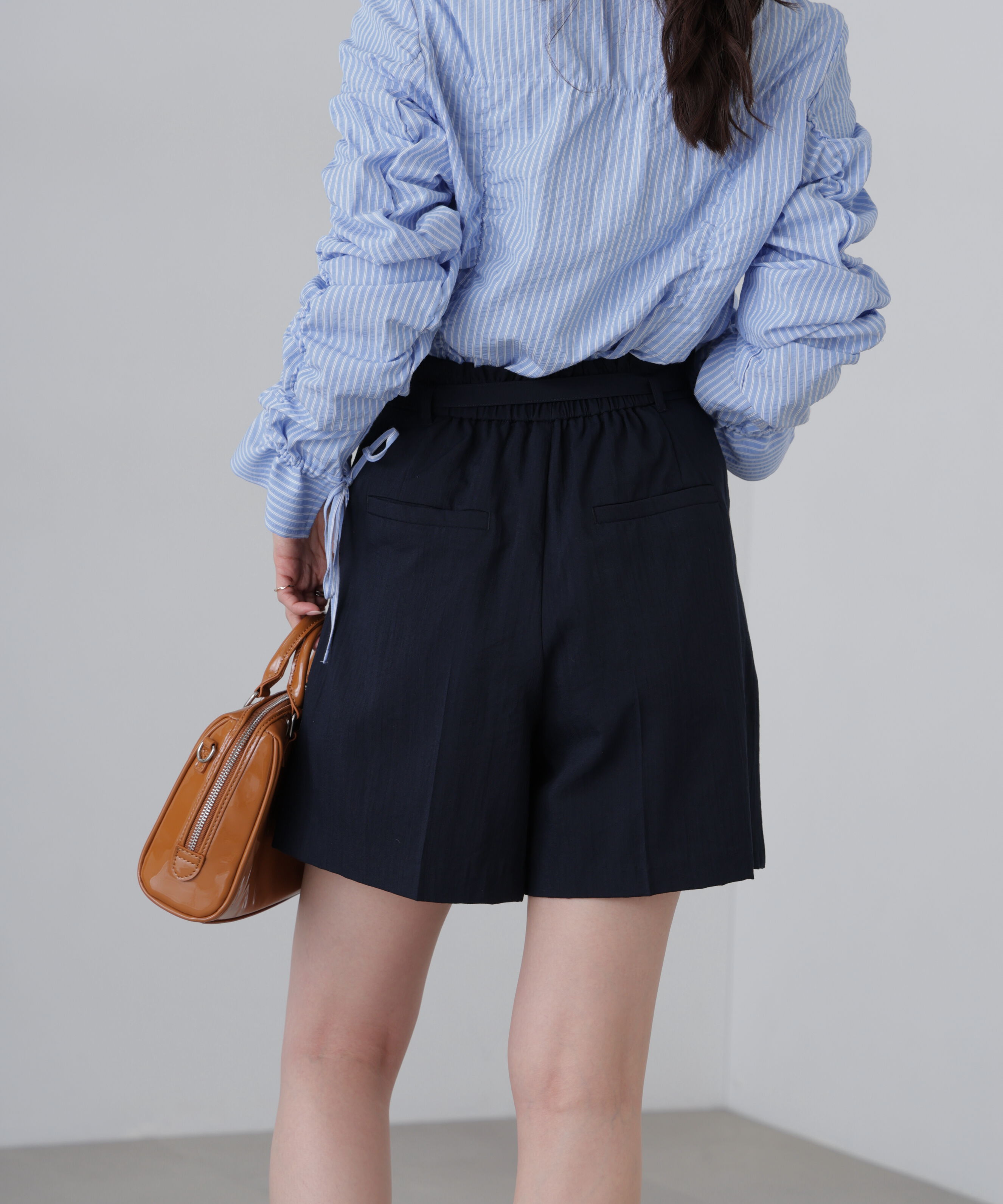  「麻調合繊タックベルト付きショートパンツ」|その他|