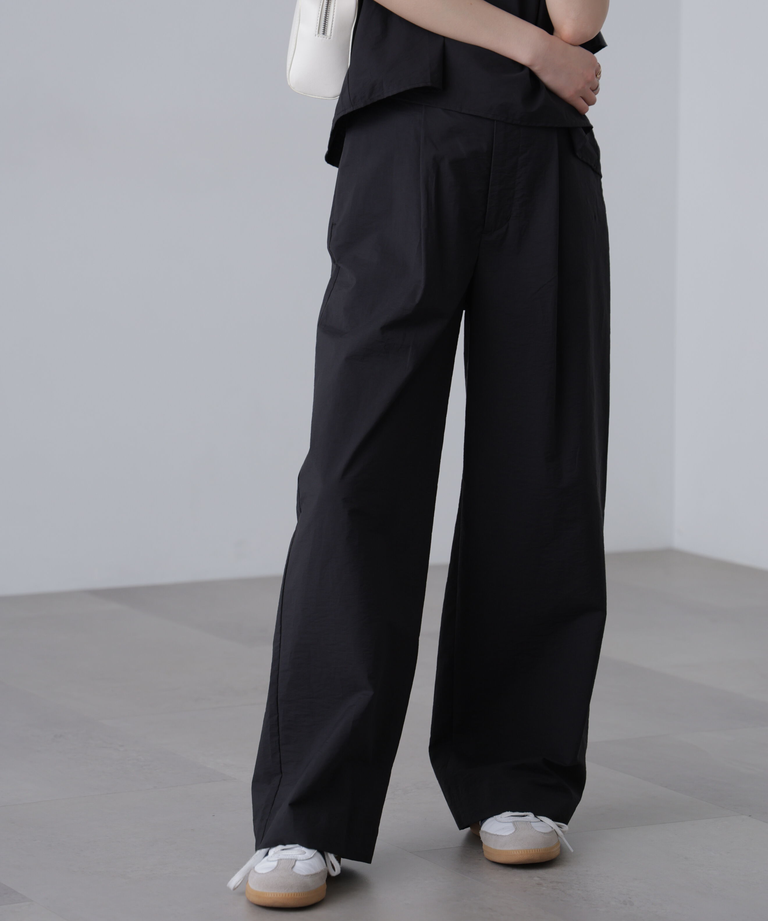  「〈セットアップ対応〉ワッシャーセミワイドパンツ」|その他|ブラック