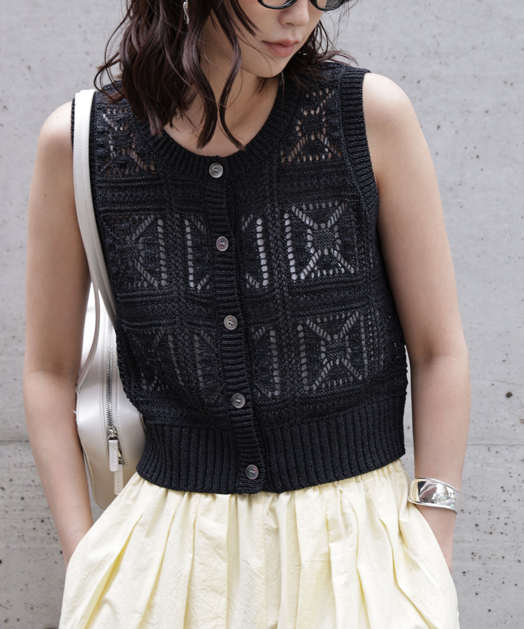  「前後2wayクロッシェニットベスト」|ニット・セーター|