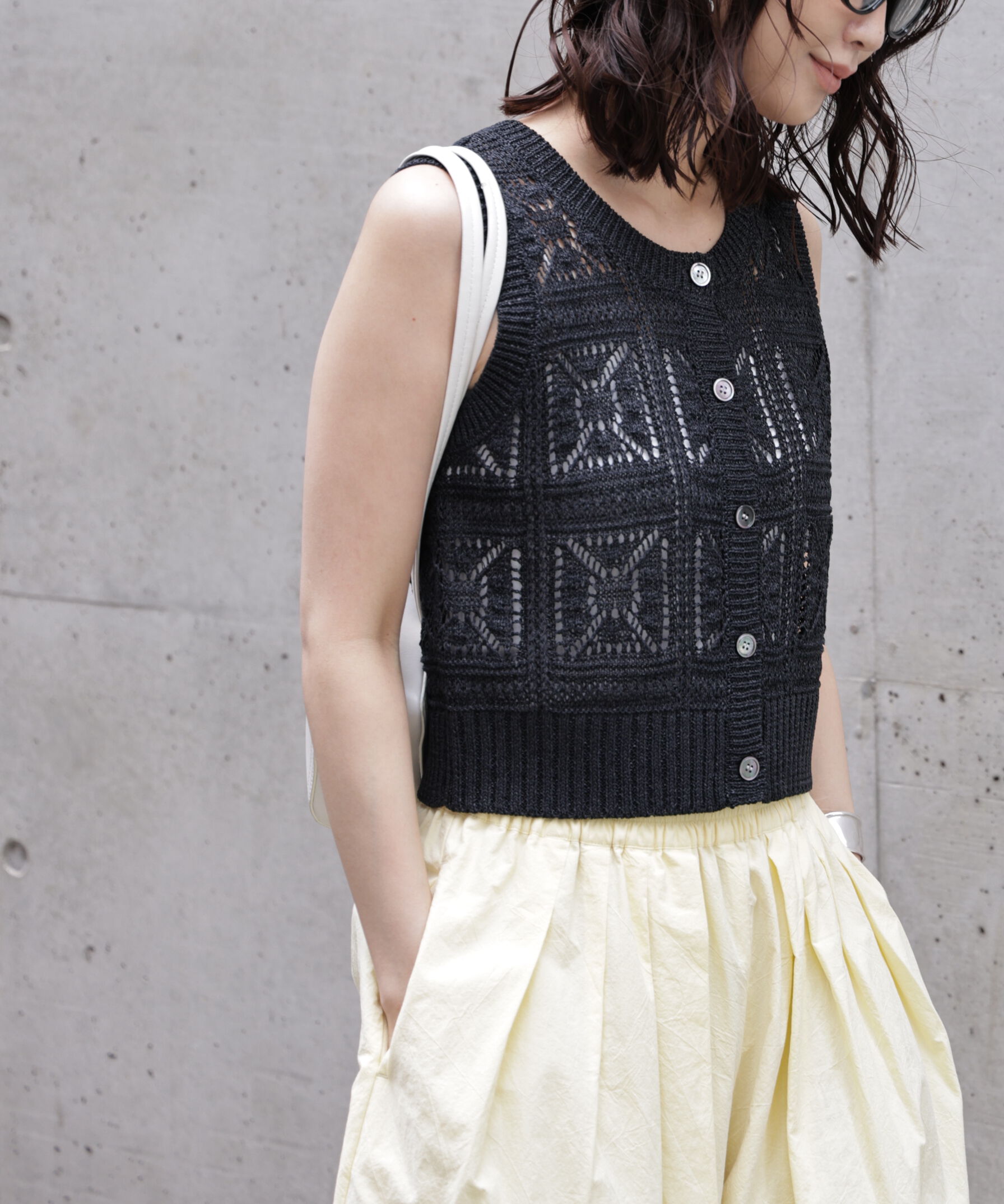  「前後2wayクロッシェニットベスト」|ニット・セーター|