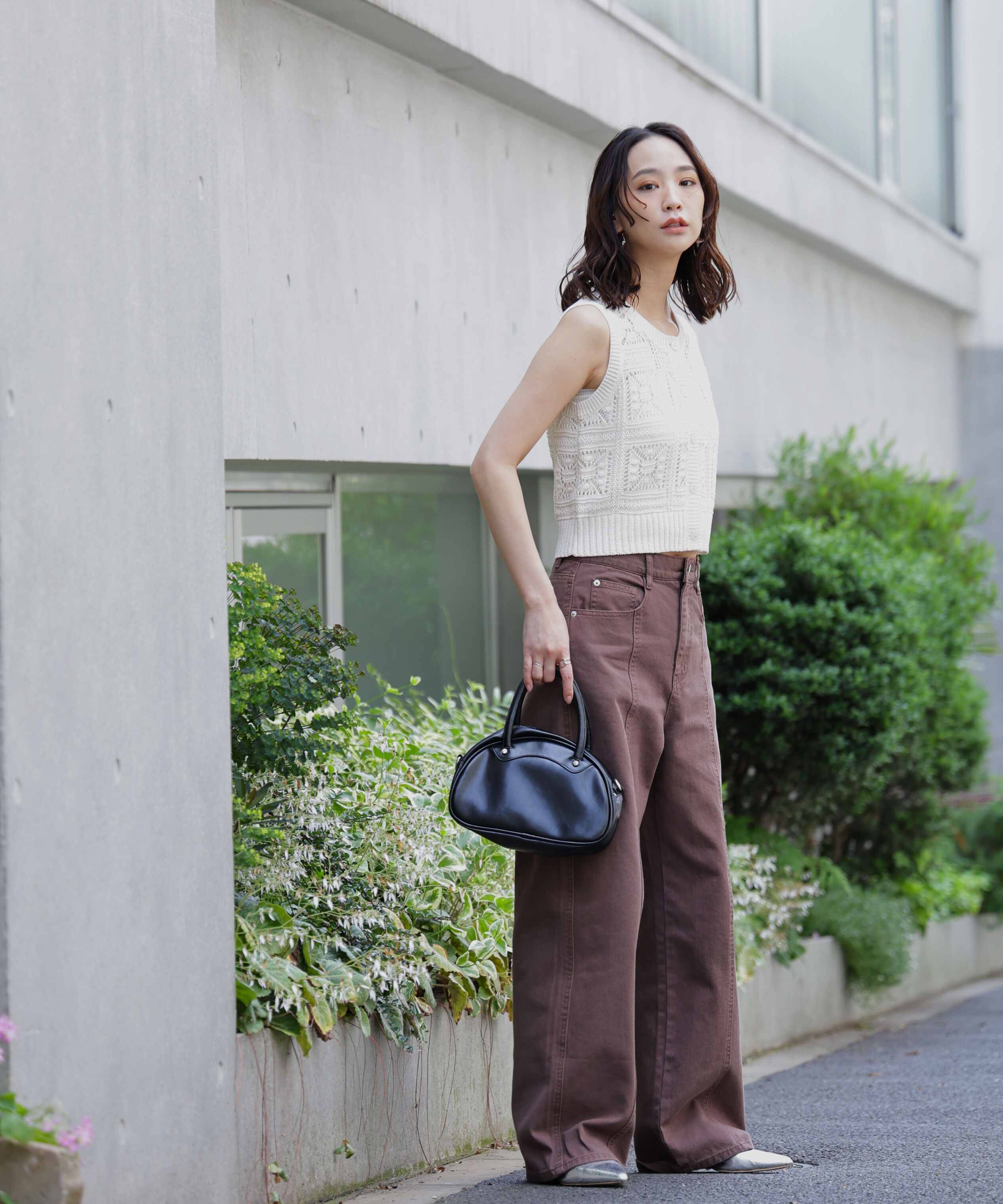  「前後2wayクロッシェニットベスト」|ニット・セーター|