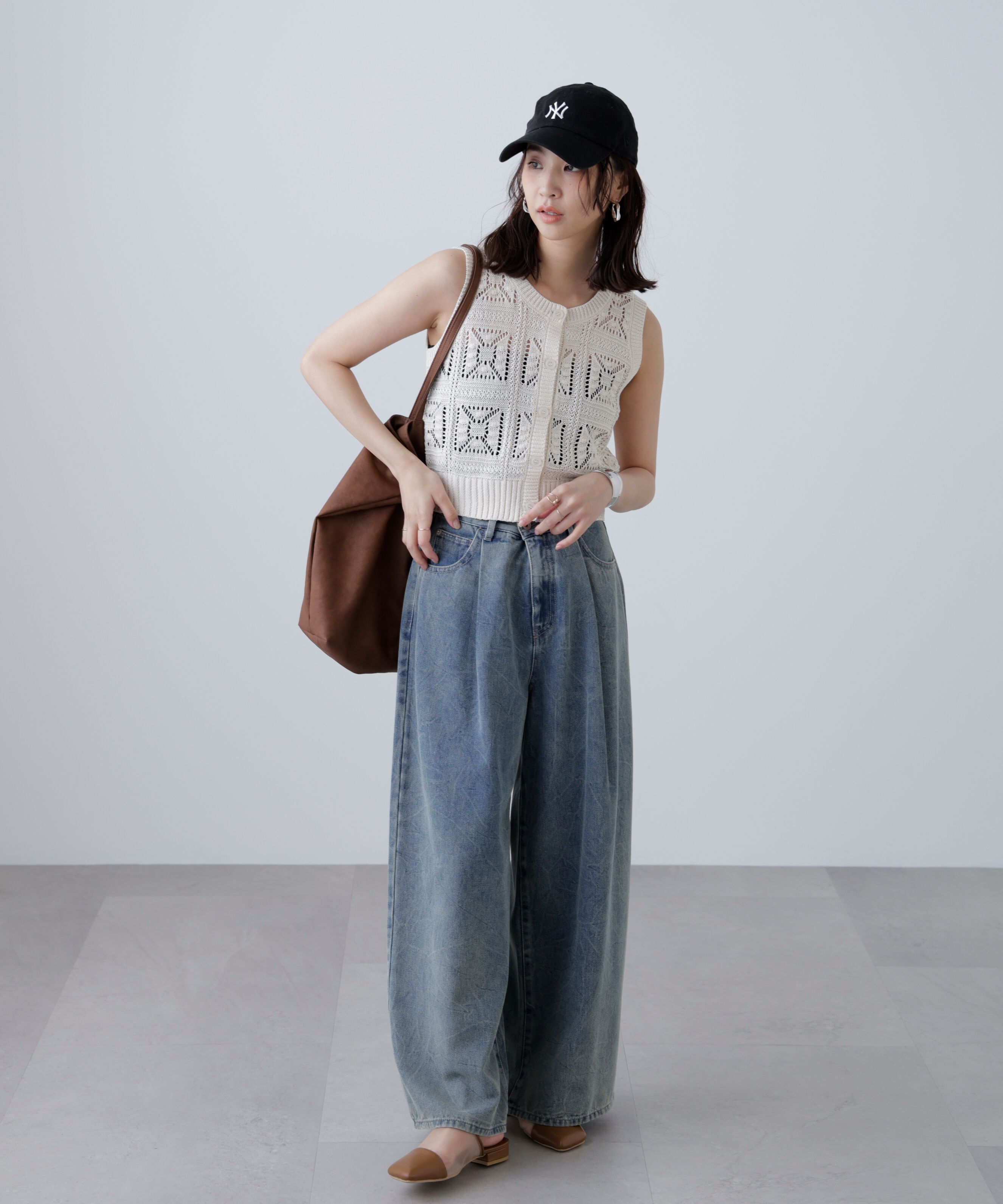  「前後2wayクロッシェニットベスト」|ニット・セーター|