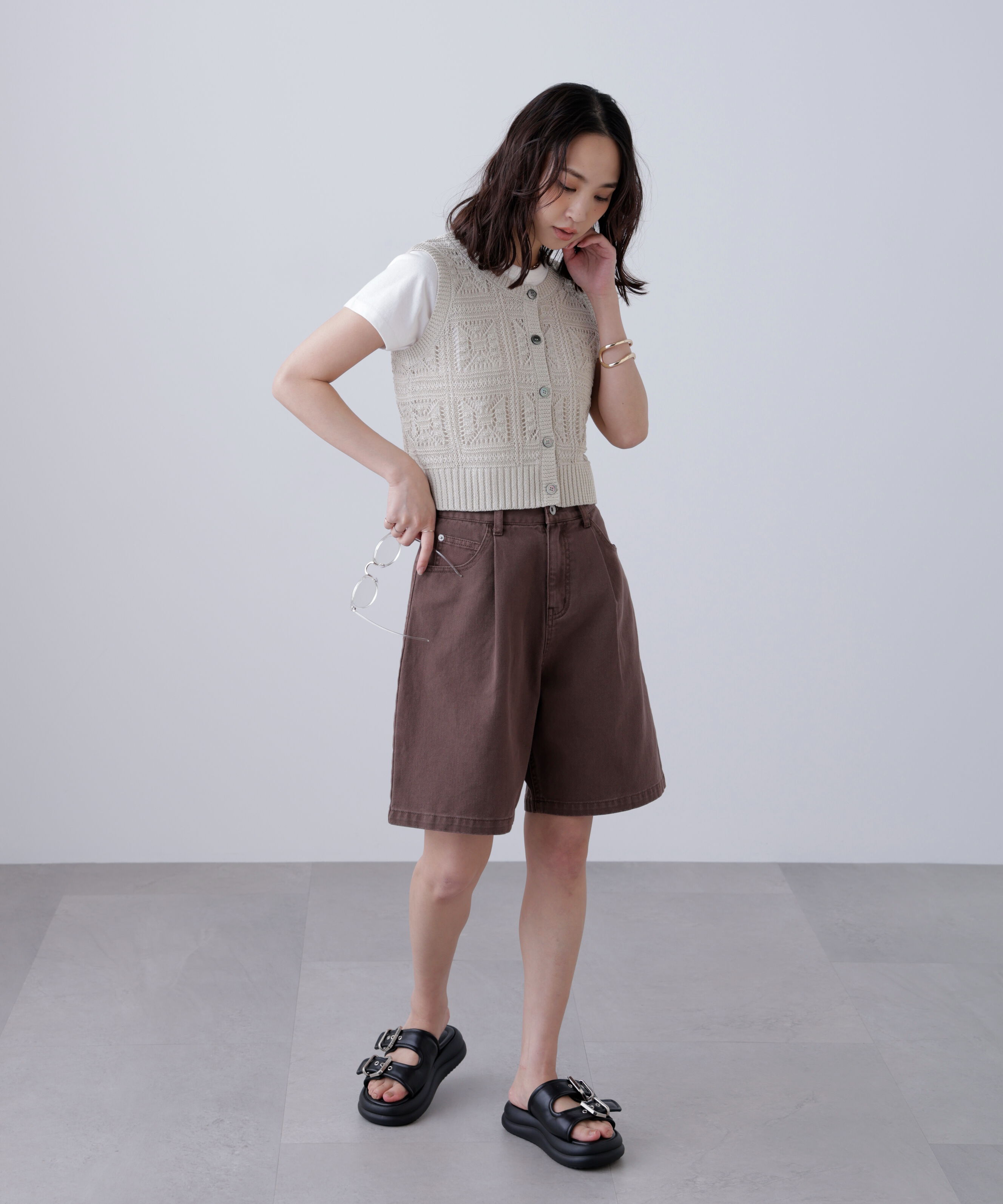  「前後2wayクロッシェニットベスト」|ニット・セーター|