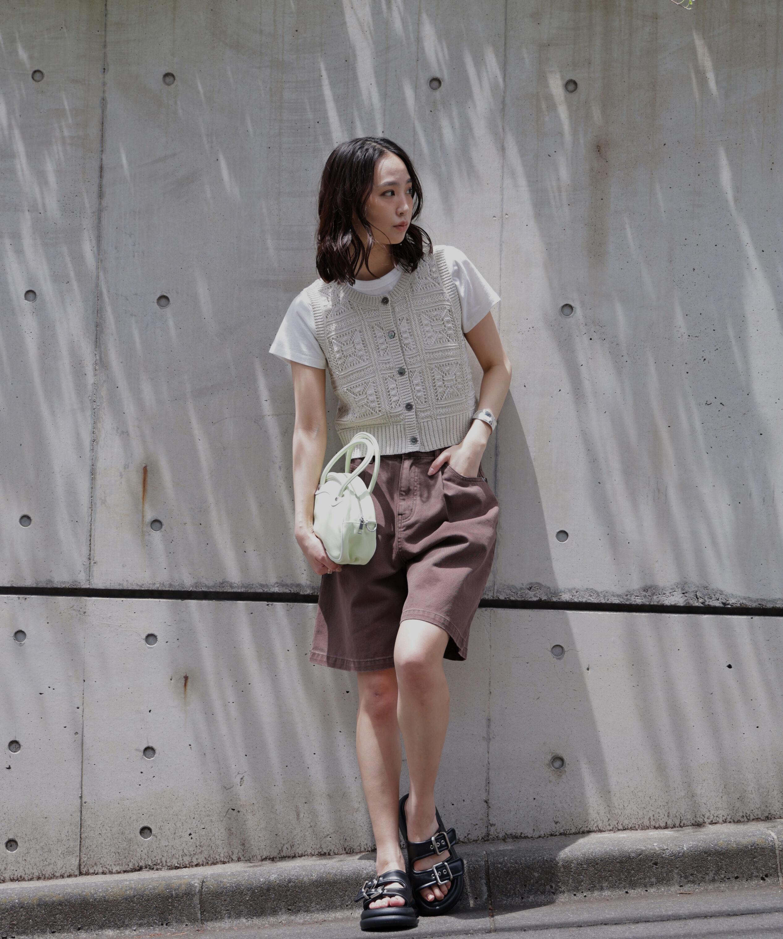  「前後2wayクロッシェニットベスト」|ニット・セーター|