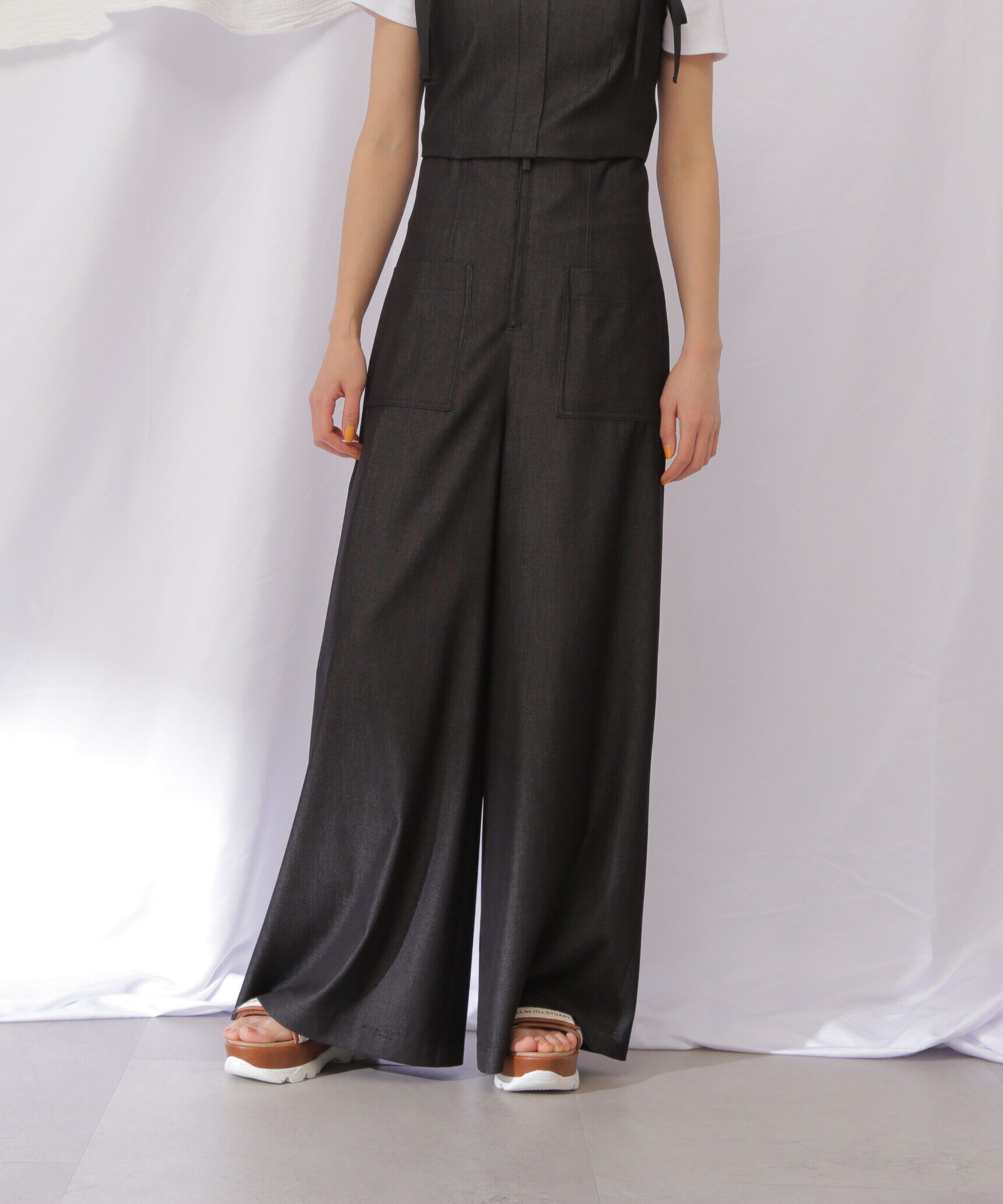  「フロントZIPワイドパンツ」|その他|